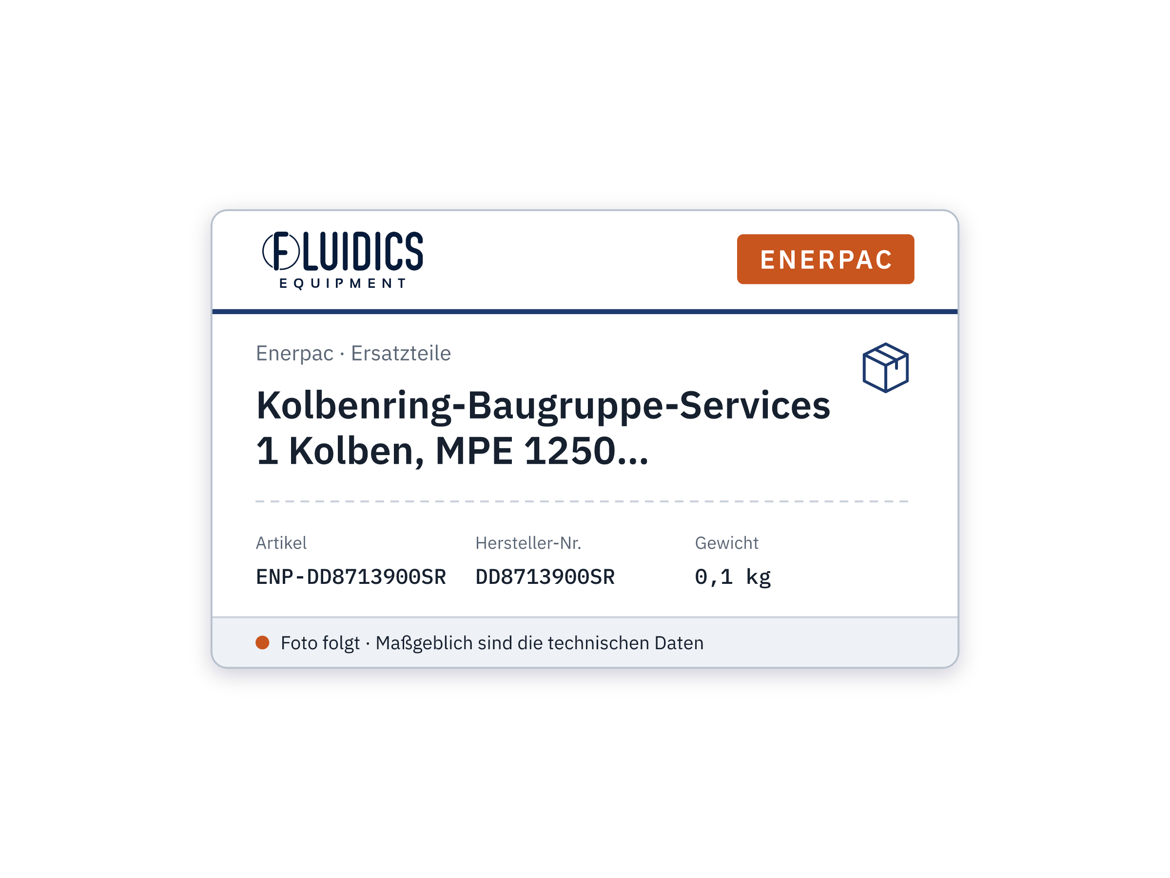 Kolbenring-Baugruppe-Servicesatz, 1 Kolben, MPE 1250 - Enerpac DD8713900SR