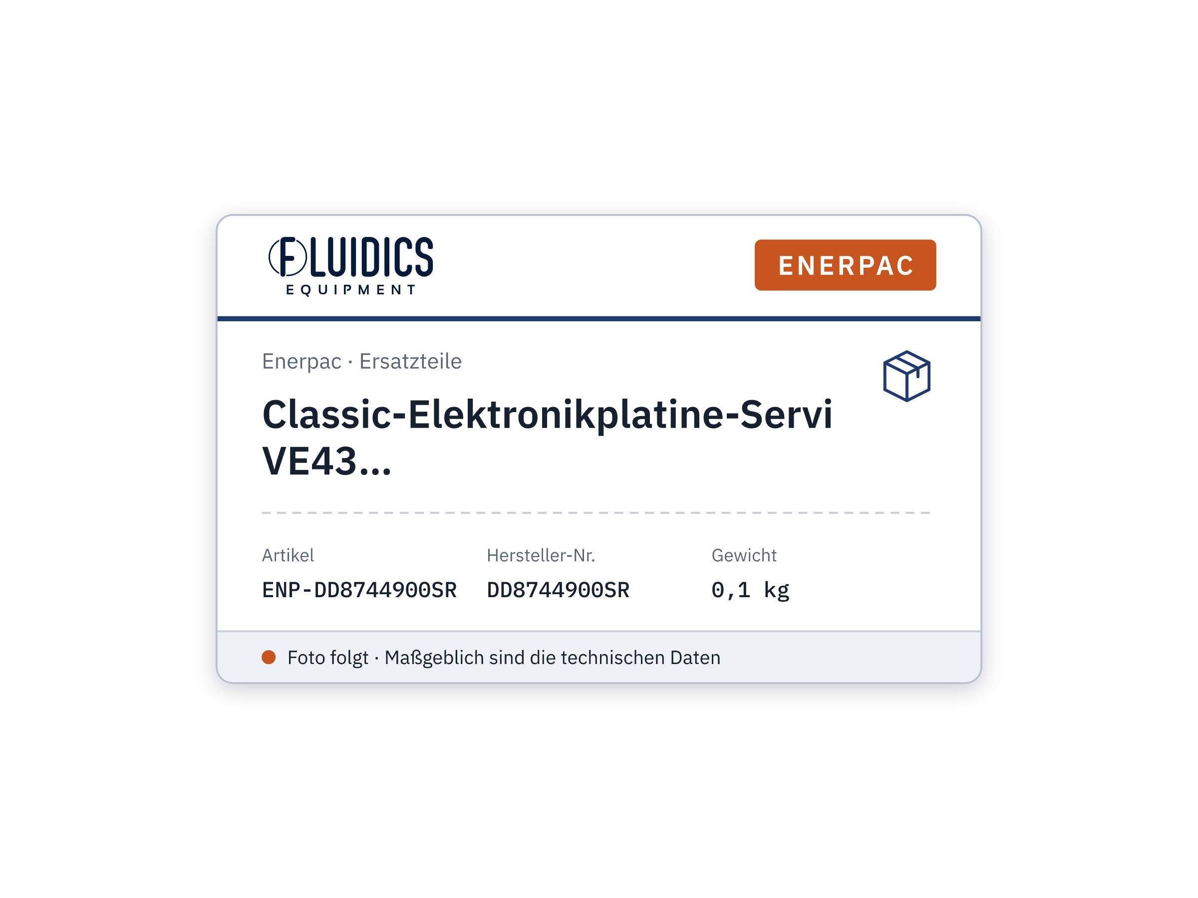 Classic-Elektronikplatine-Servicesatz, VE43 - Enerpac DD8744900SR