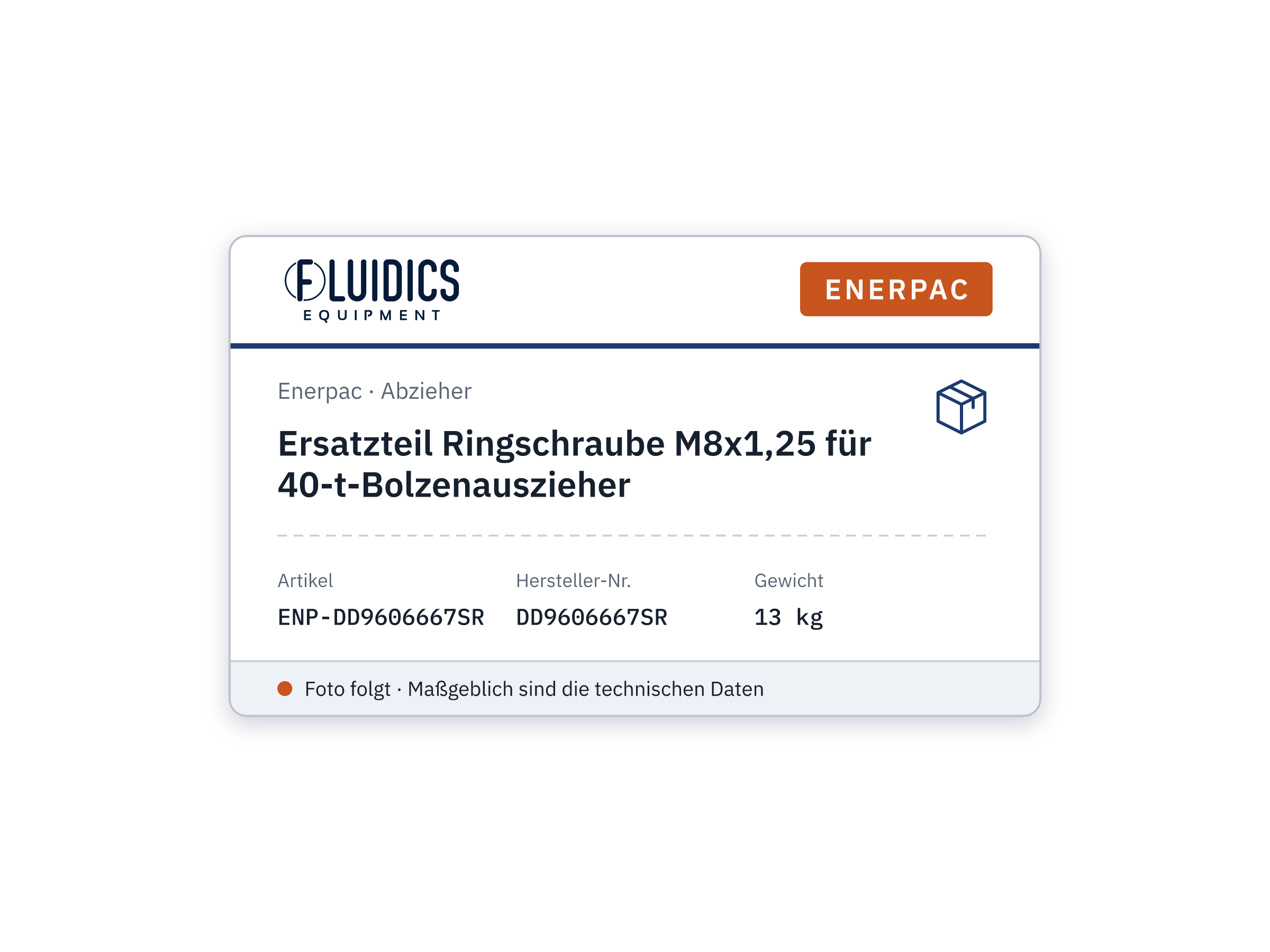 Ersatzteil Ringschraube M8x1,25 für 40-t-Bolzenauszieher - Enerpac DD9606667SR