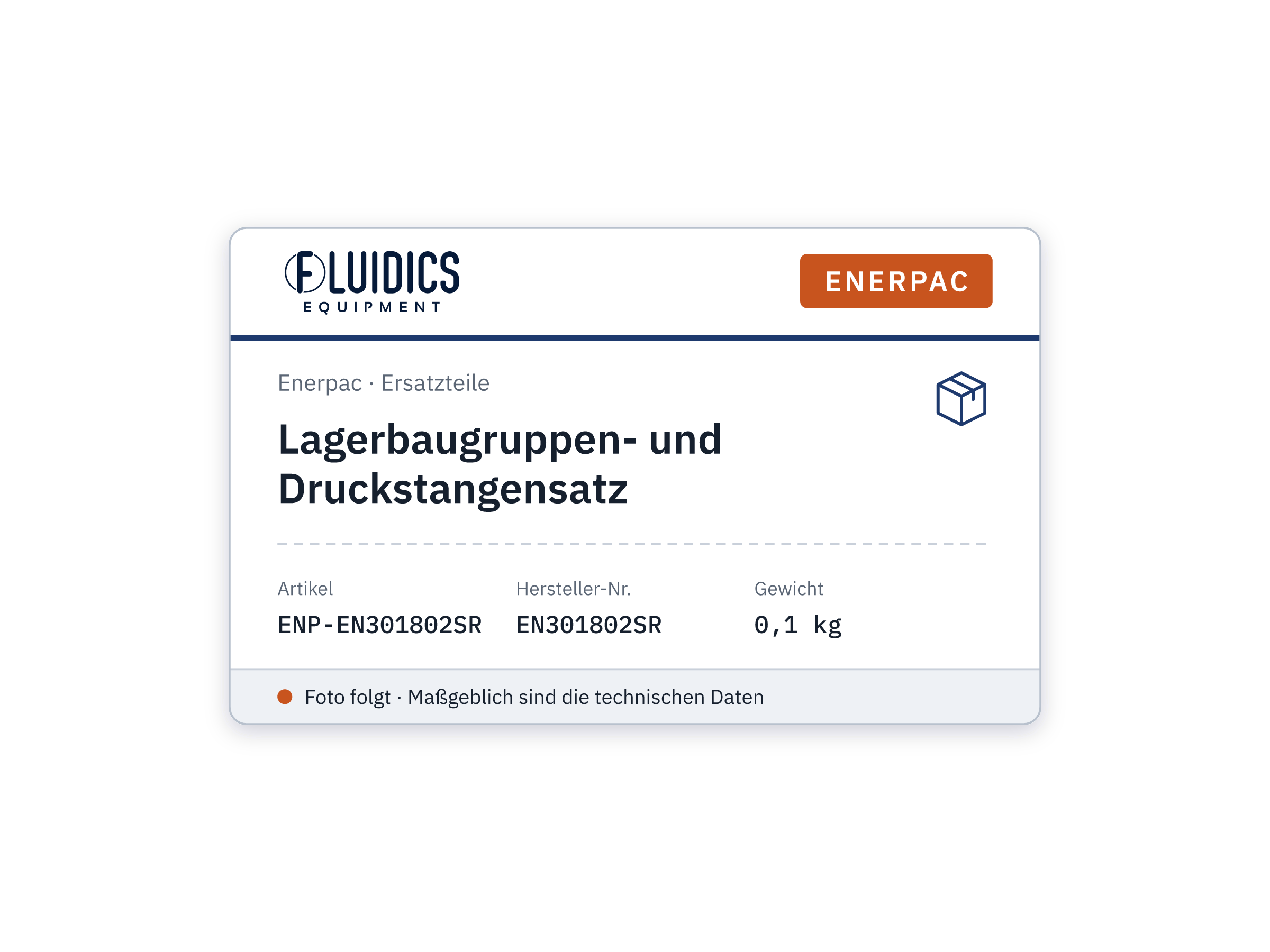 Lagerbaugruppen- und Druckstangensatz - Enerpac EN301802SR