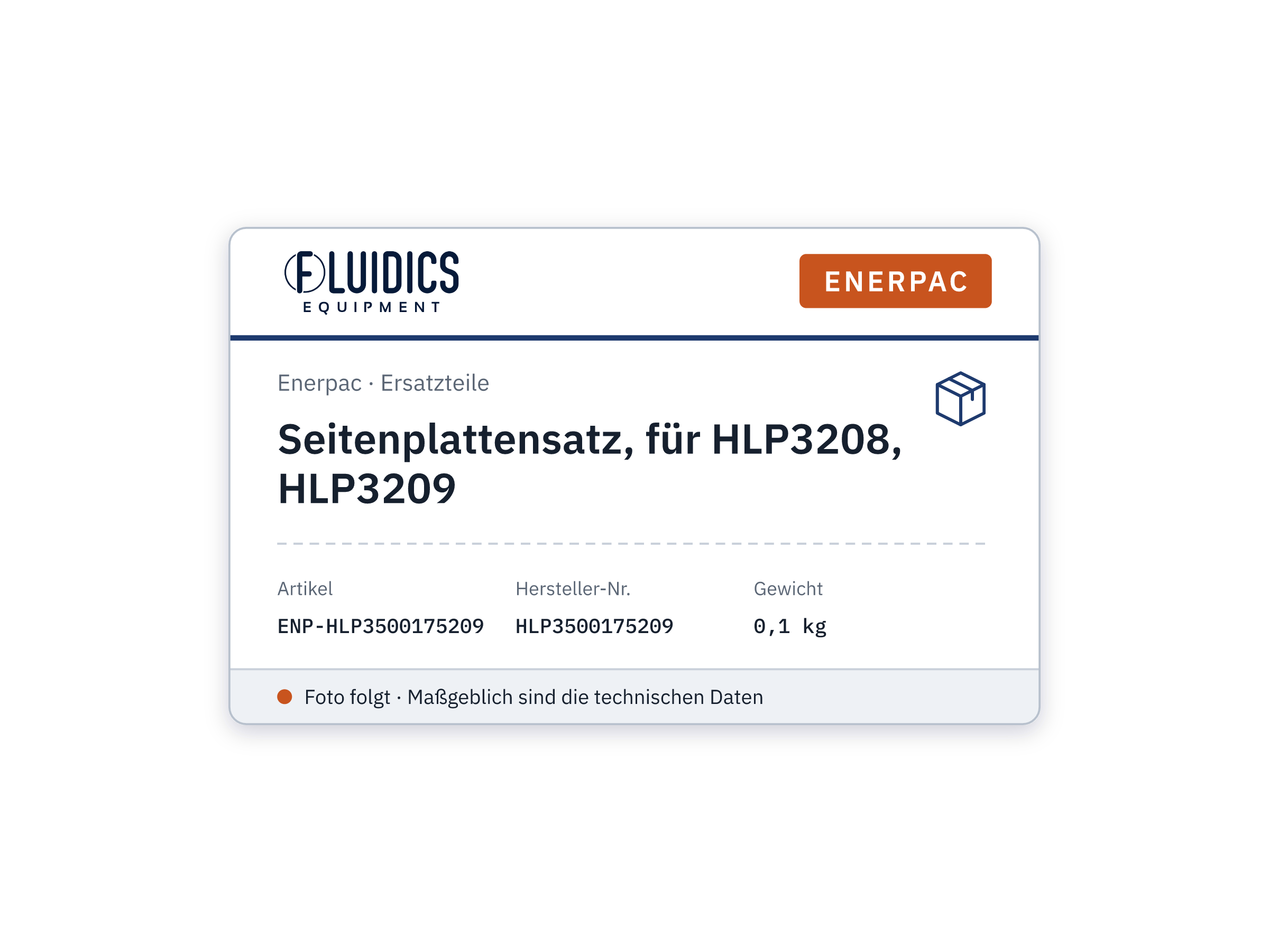 Side Plate Kit, for HLP3208, HLP3209 - Enerpac HLP3500175209