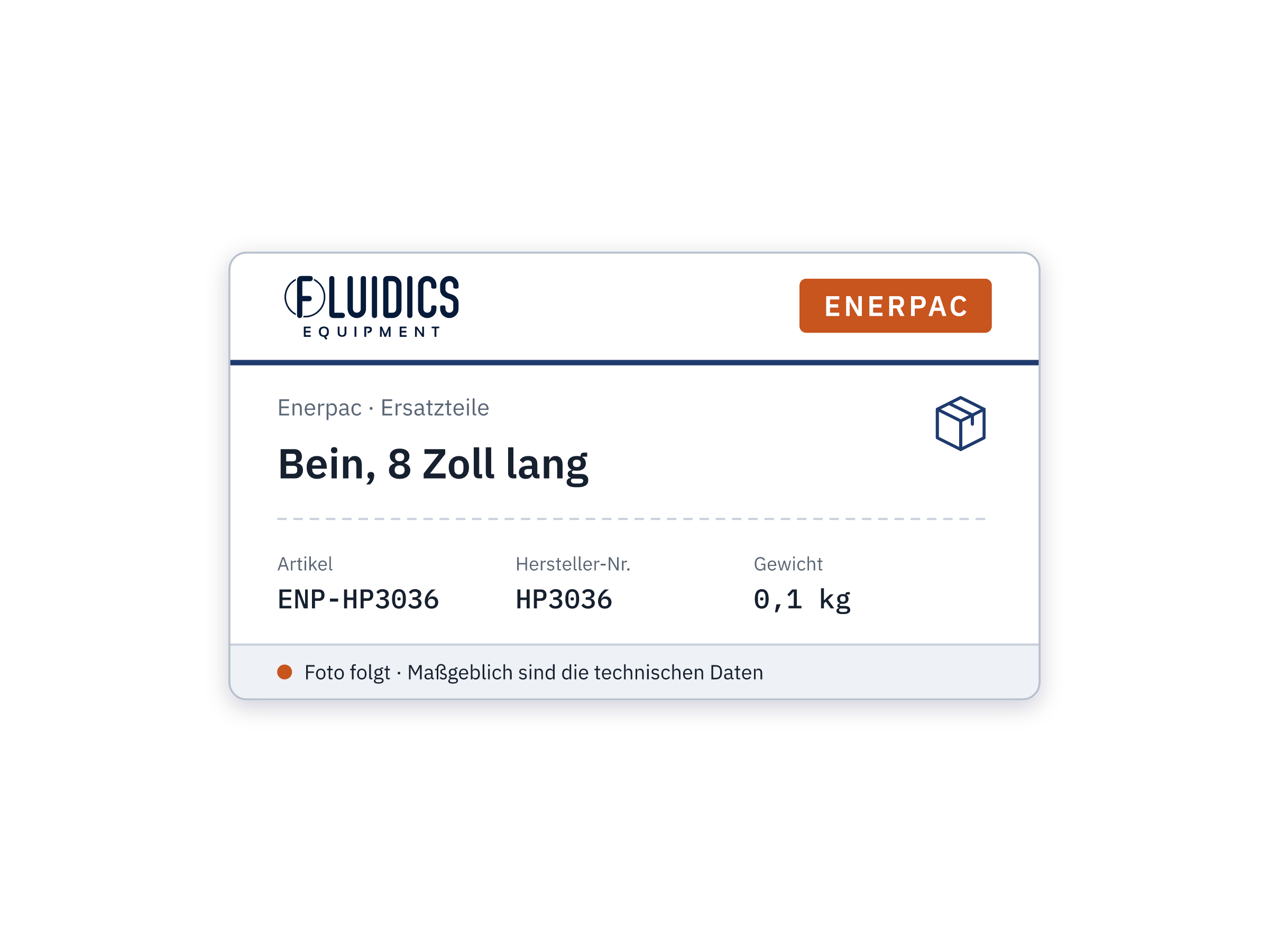 Bein, 8 Zoll lang - Enerpac HP3036