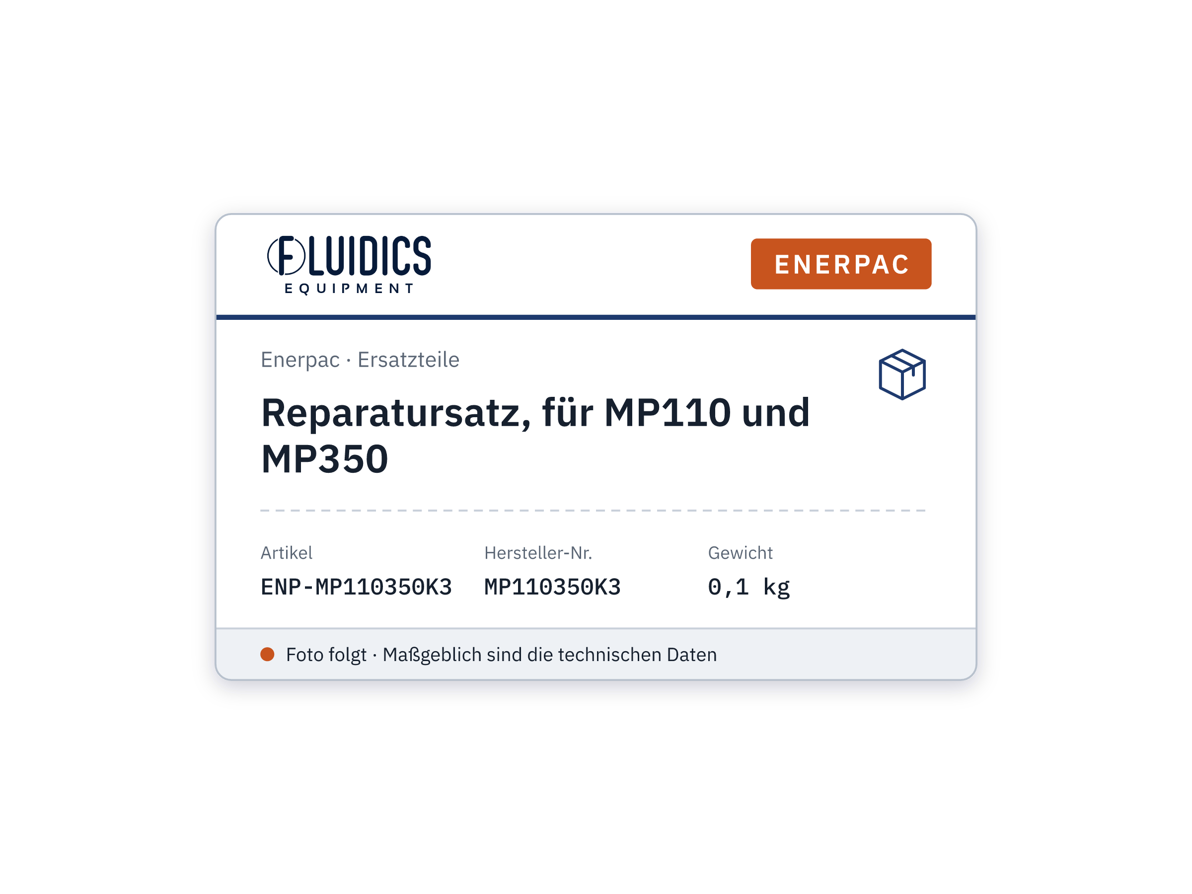 Repair Kit, for MP110 and MP350 - Enerpac MP110350K3