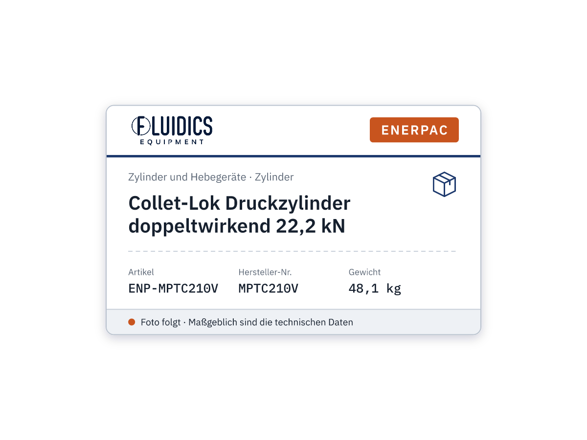 Collet-Lok Push Cylinder double-acting 22.2 kN - Enerpac MPTC210V