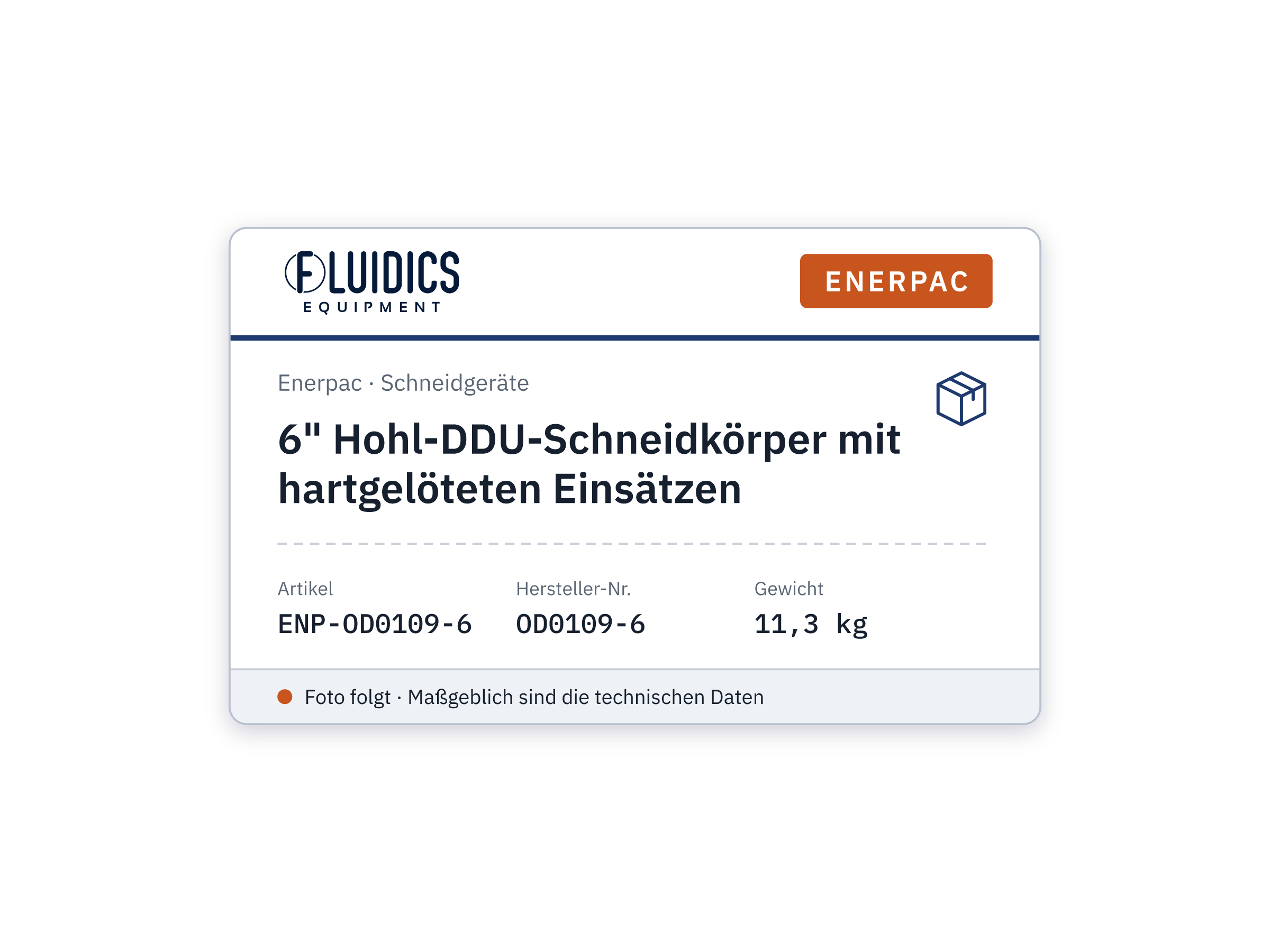 6" Hohl-DDU-Schneidkörper mit hartgelöteten Einsätzen - Enerpac OD0109-6