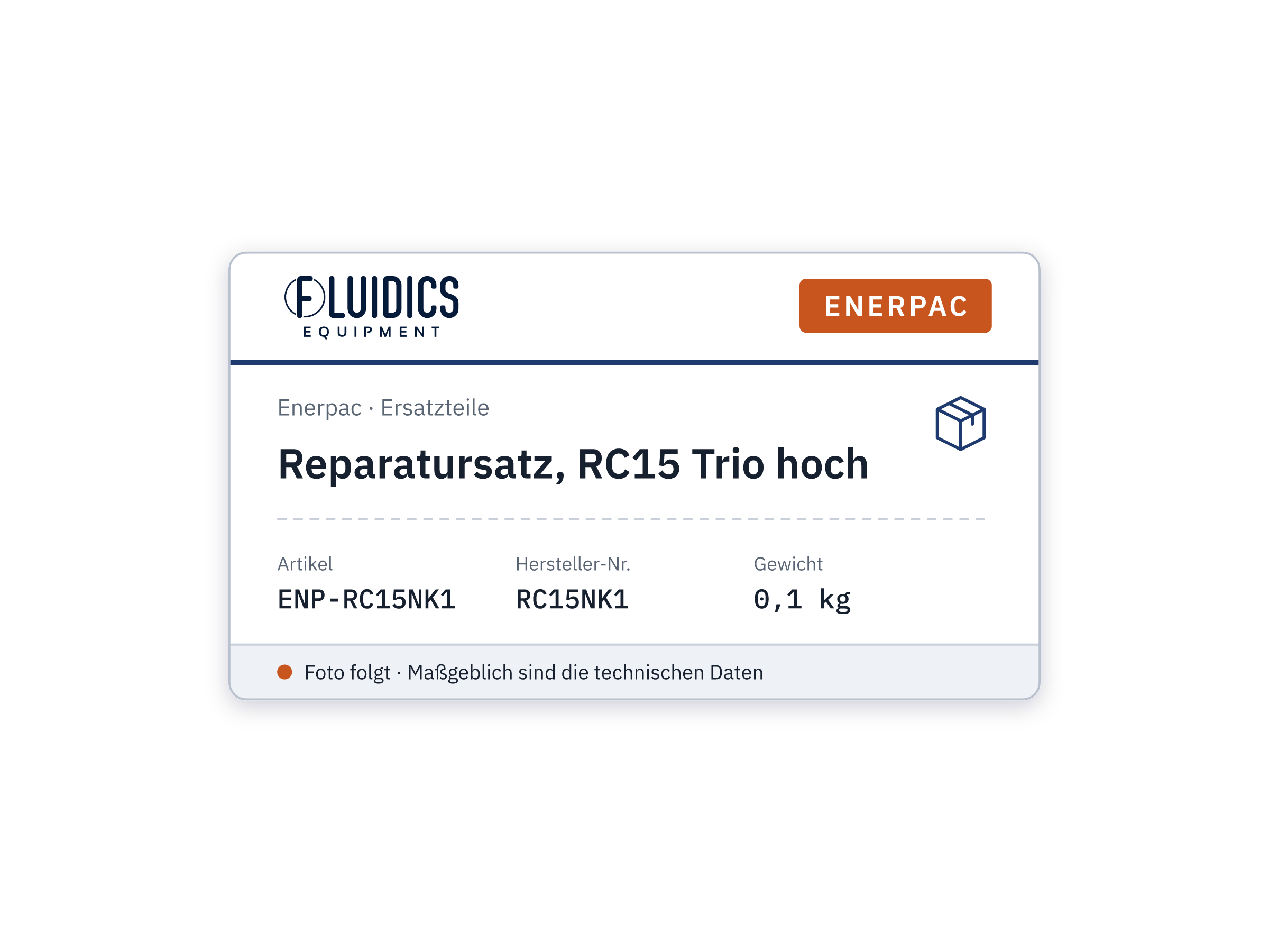 Reparatursatz, RC15 Trio hoch - Enerpac RC15NK1