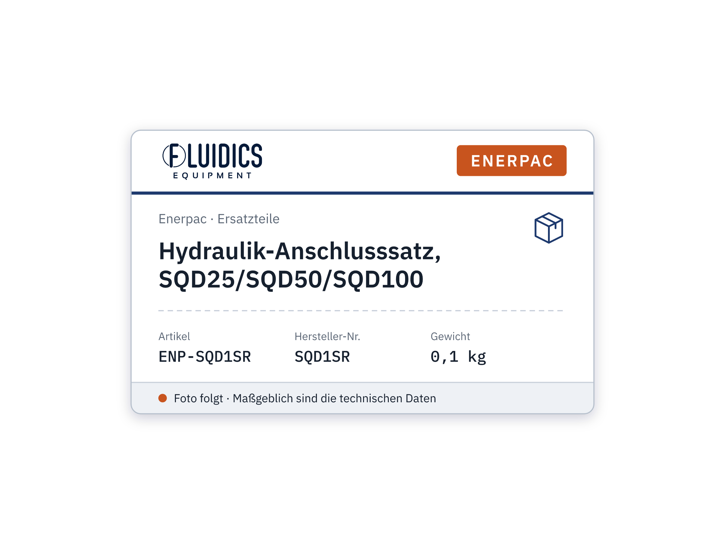 Hydraulik-Anschlusssatz, SQD25/SQD50/SQD100 - Enerpac SQD1SR