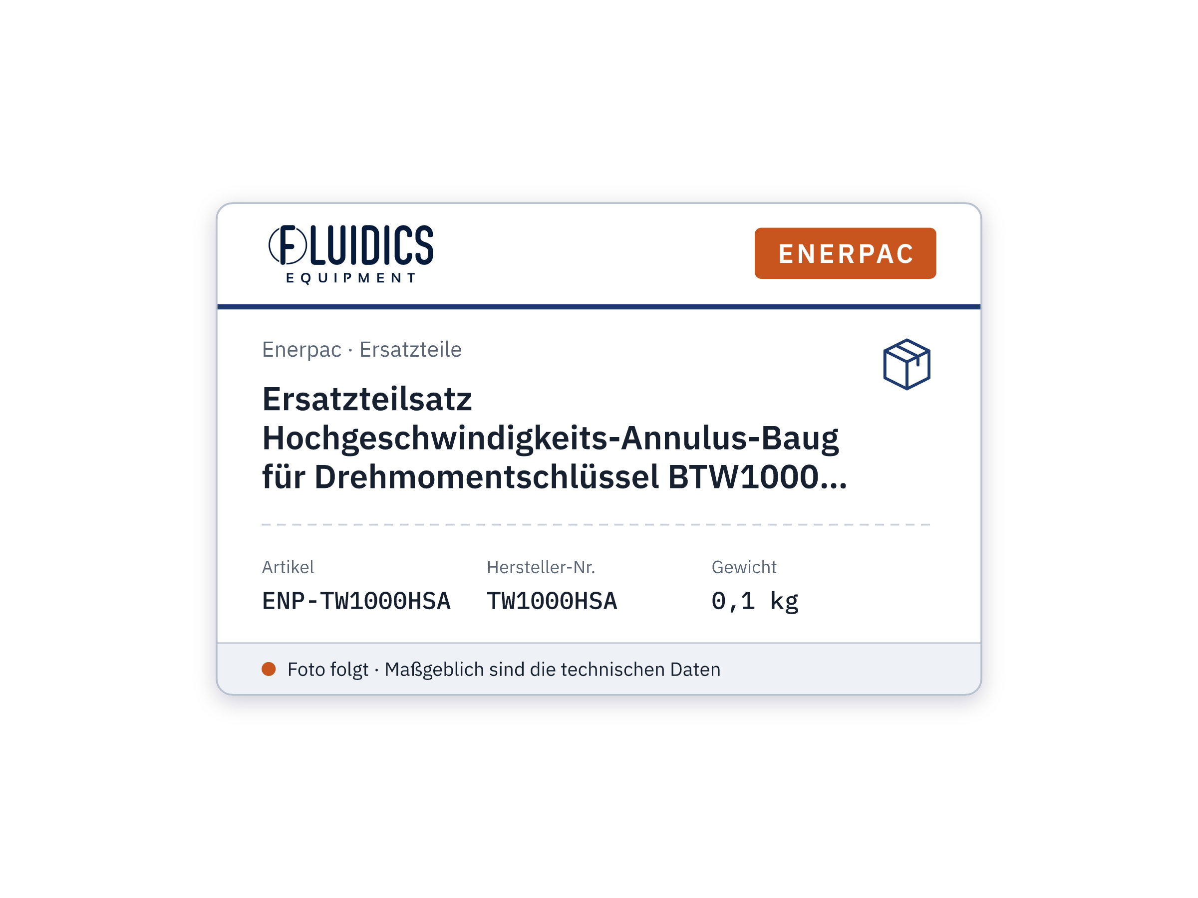 Ersatzteilsatz Hochgeschwindigkeits-Annulus-Baugruppe für Drehmomentschlüssel BTW1000 - Enerpac TW1000HSA