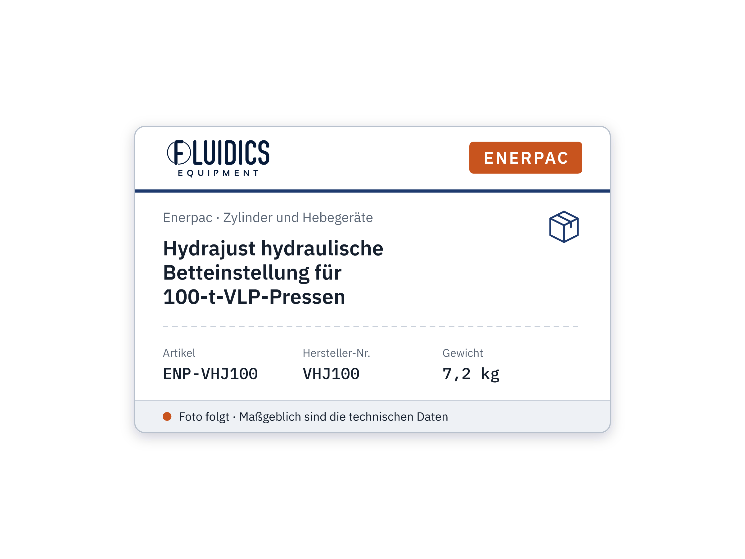 Hydrajust hydraulische Betteinstellung für 100-t-VLP-Pressen - Enerpac VHJ100