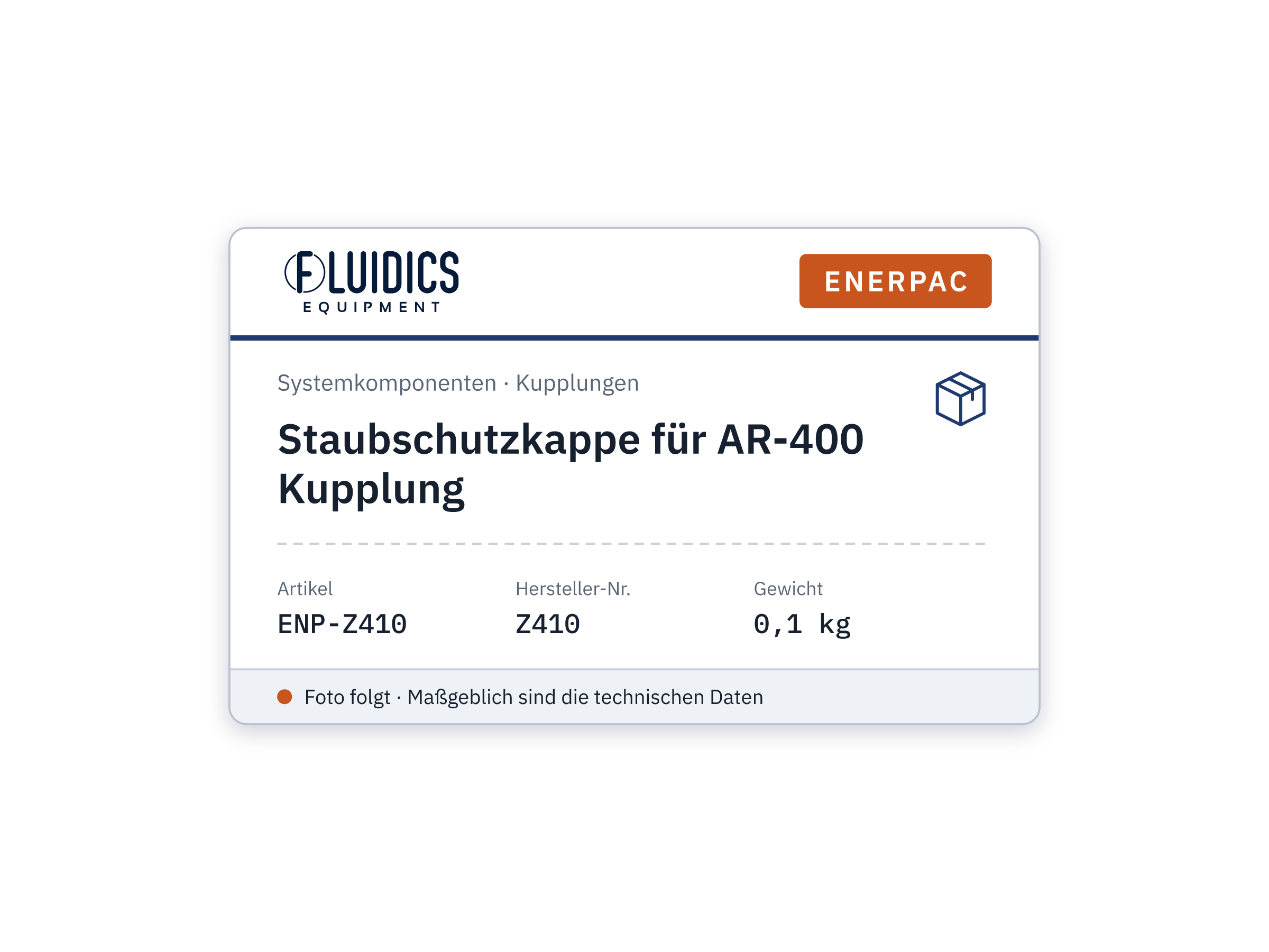 Staubschutzkappe für AR-400 Kupplung - Enerpac Z410