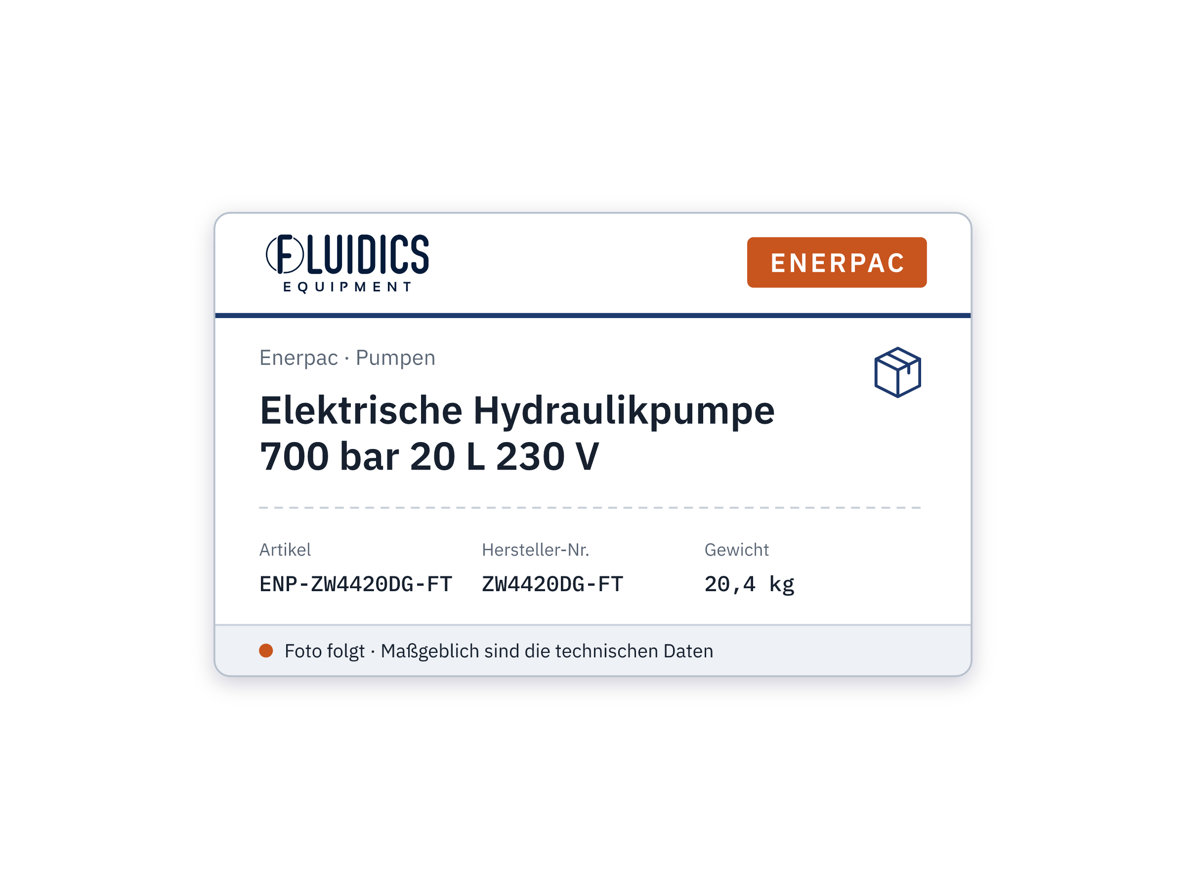 Elektrische Hydraulikpumpe 700 bar 20 L 230 V - Enerpac ZW4420DG-FT