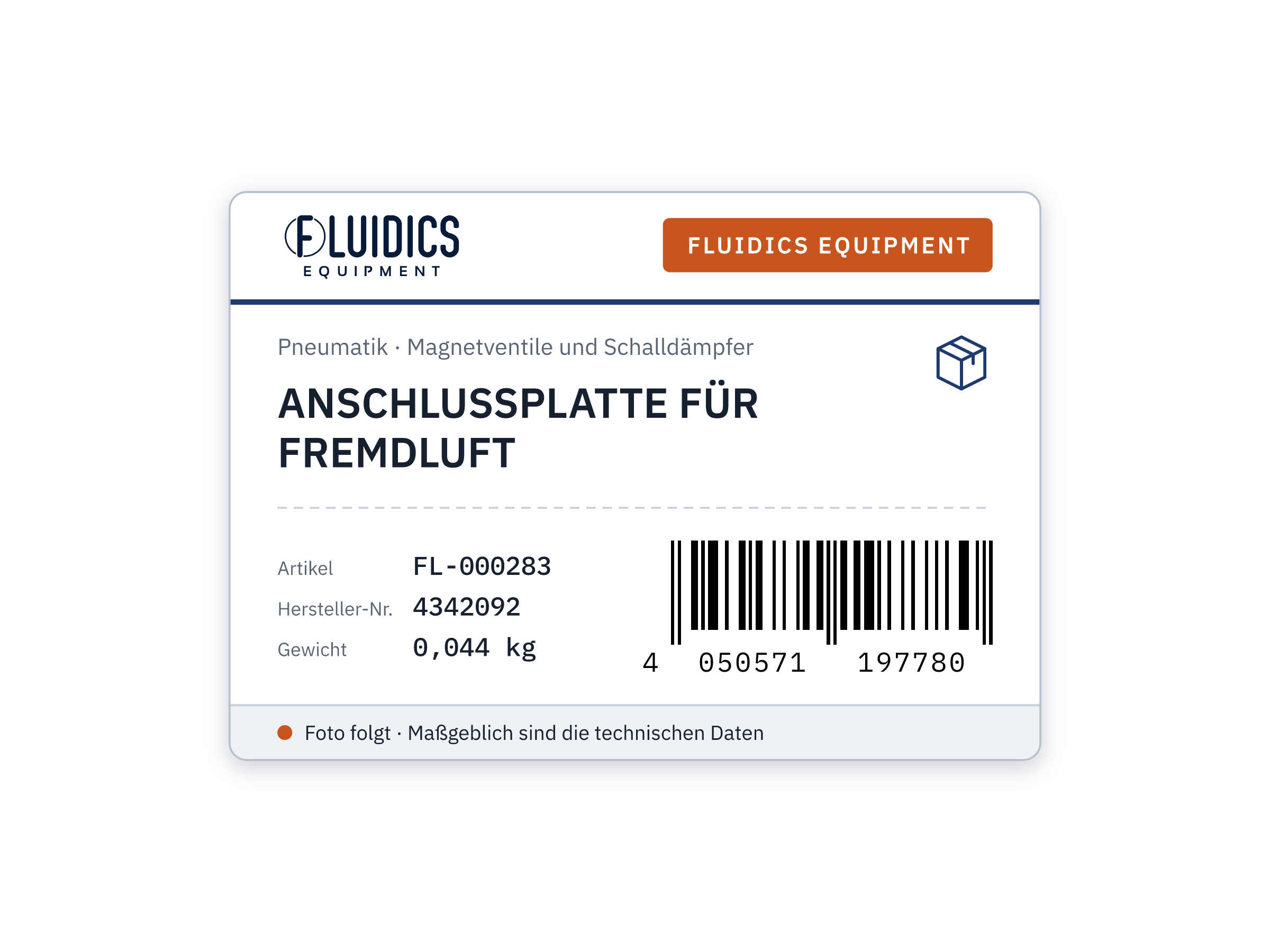 ANSCHLUSSPLATTE FÜR FREMDLUFT