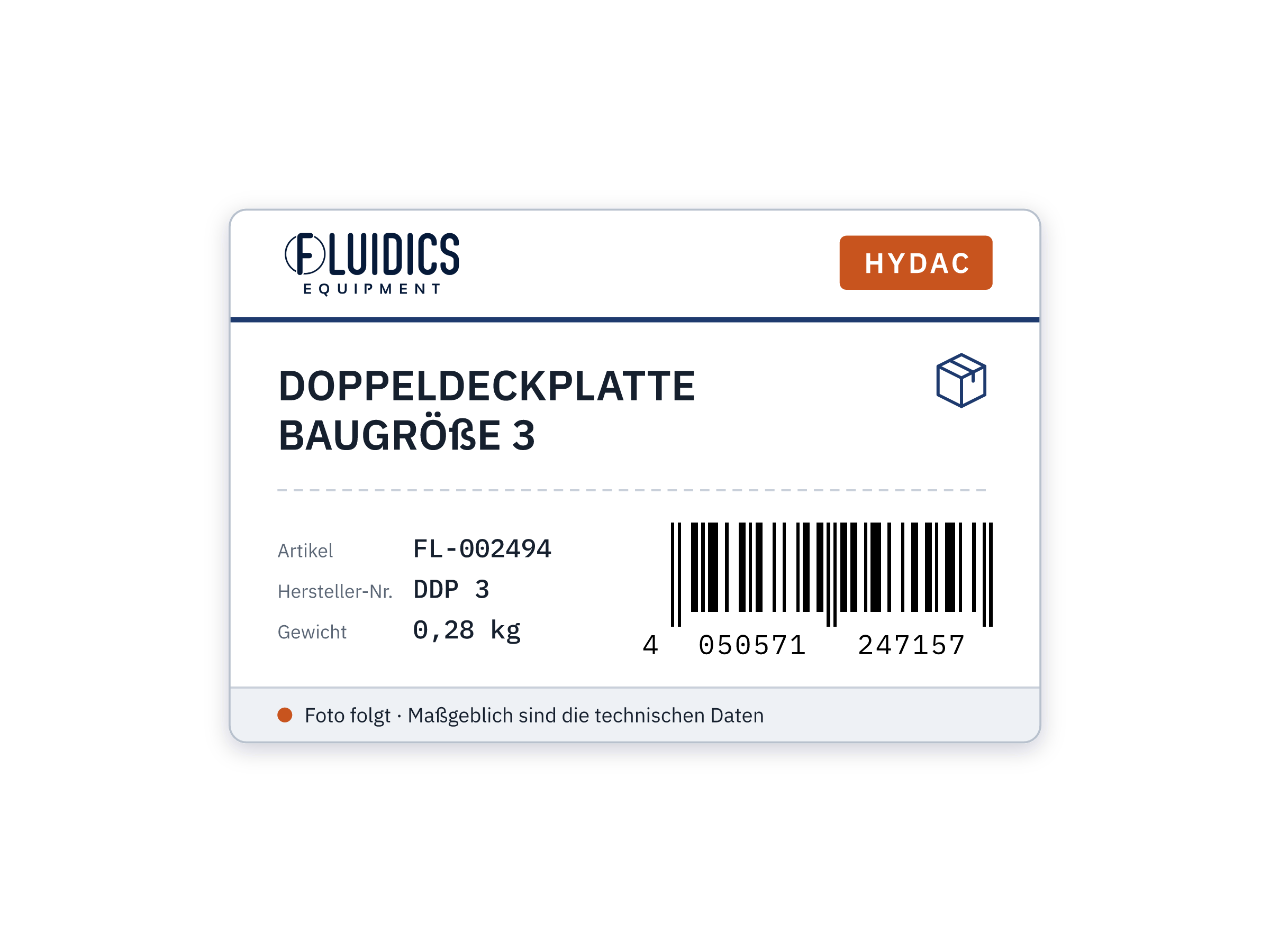 DOPPELDECKPLATTE BAUGRÖßE 3 von Hydac