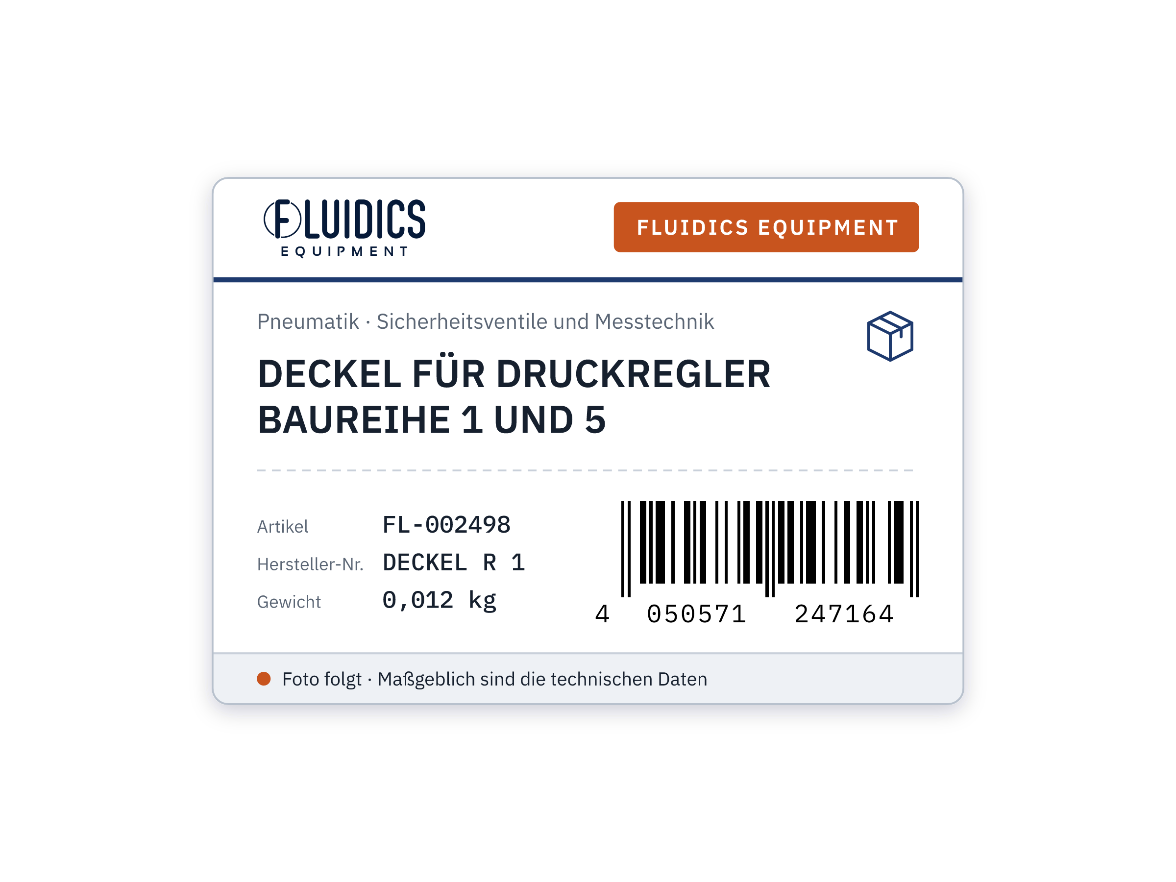 DECKEL FÜR DRUCKREGLER BAUREIHE 1 UND 5