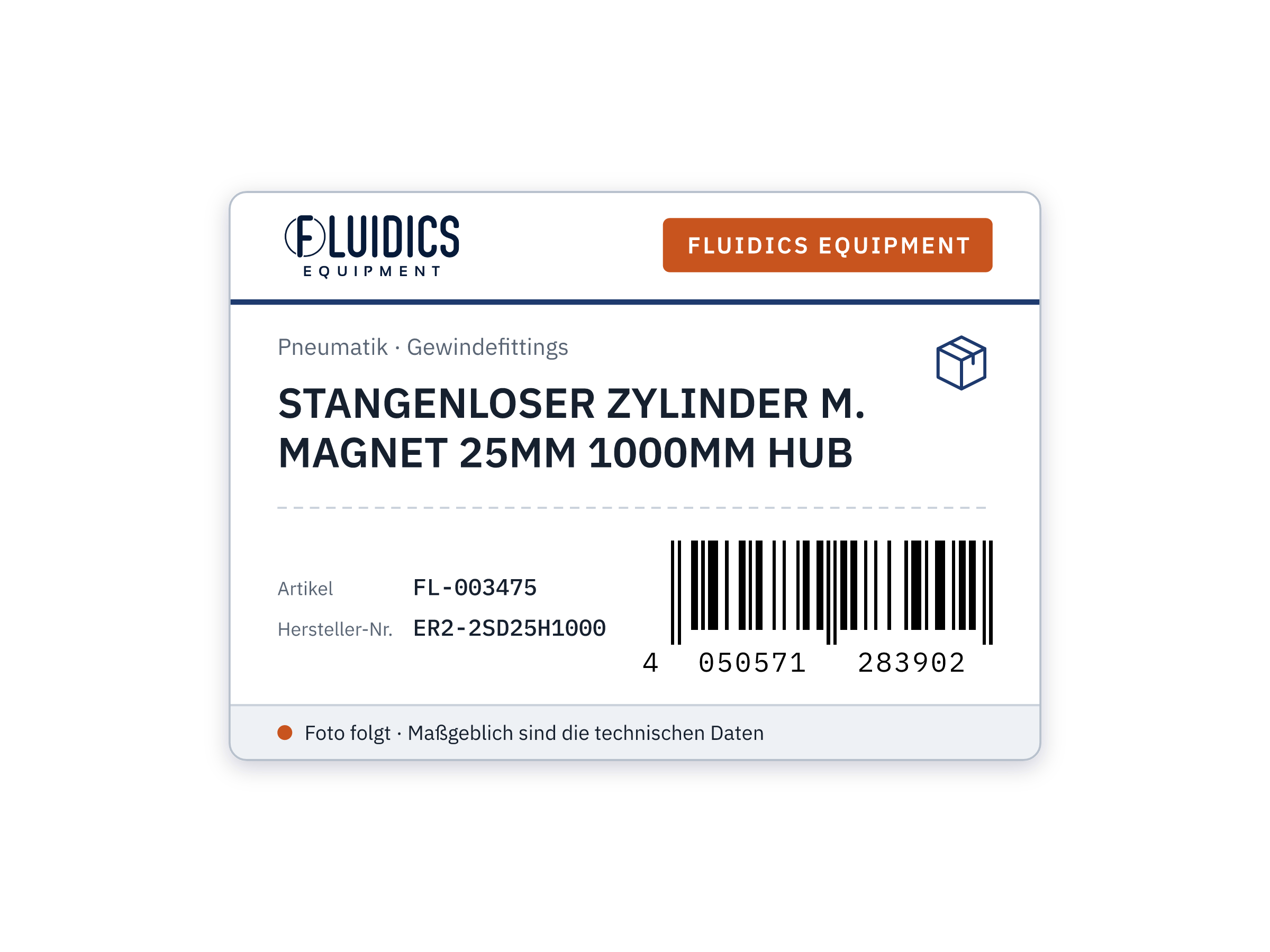 STANGENLOSER ZYLINDER M. MAGNET 25MM 1000MM HUB