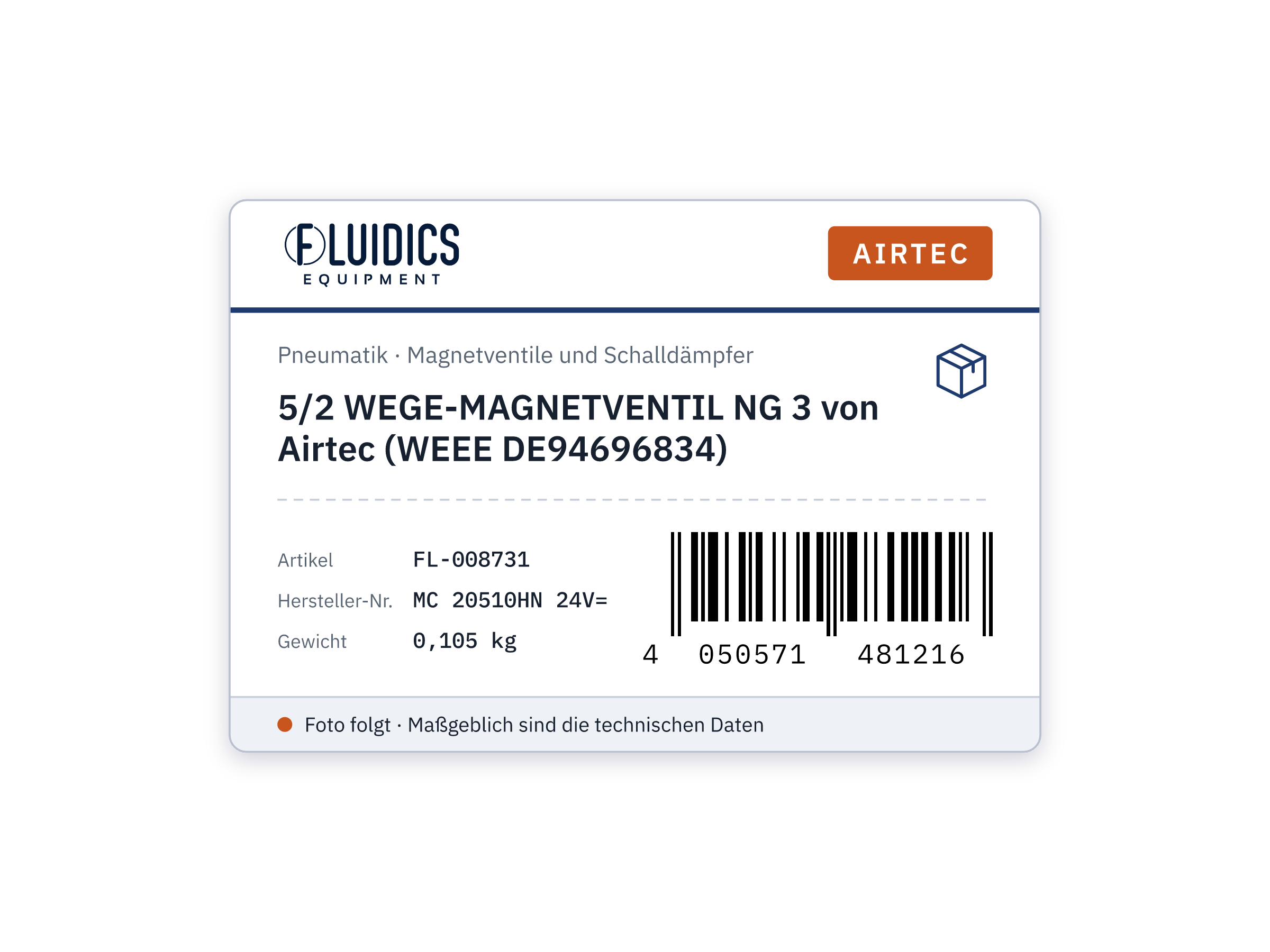 5/2 WEGE-MAGNETVENTIL NG 3 von Airtec (WEEE DE94696834)