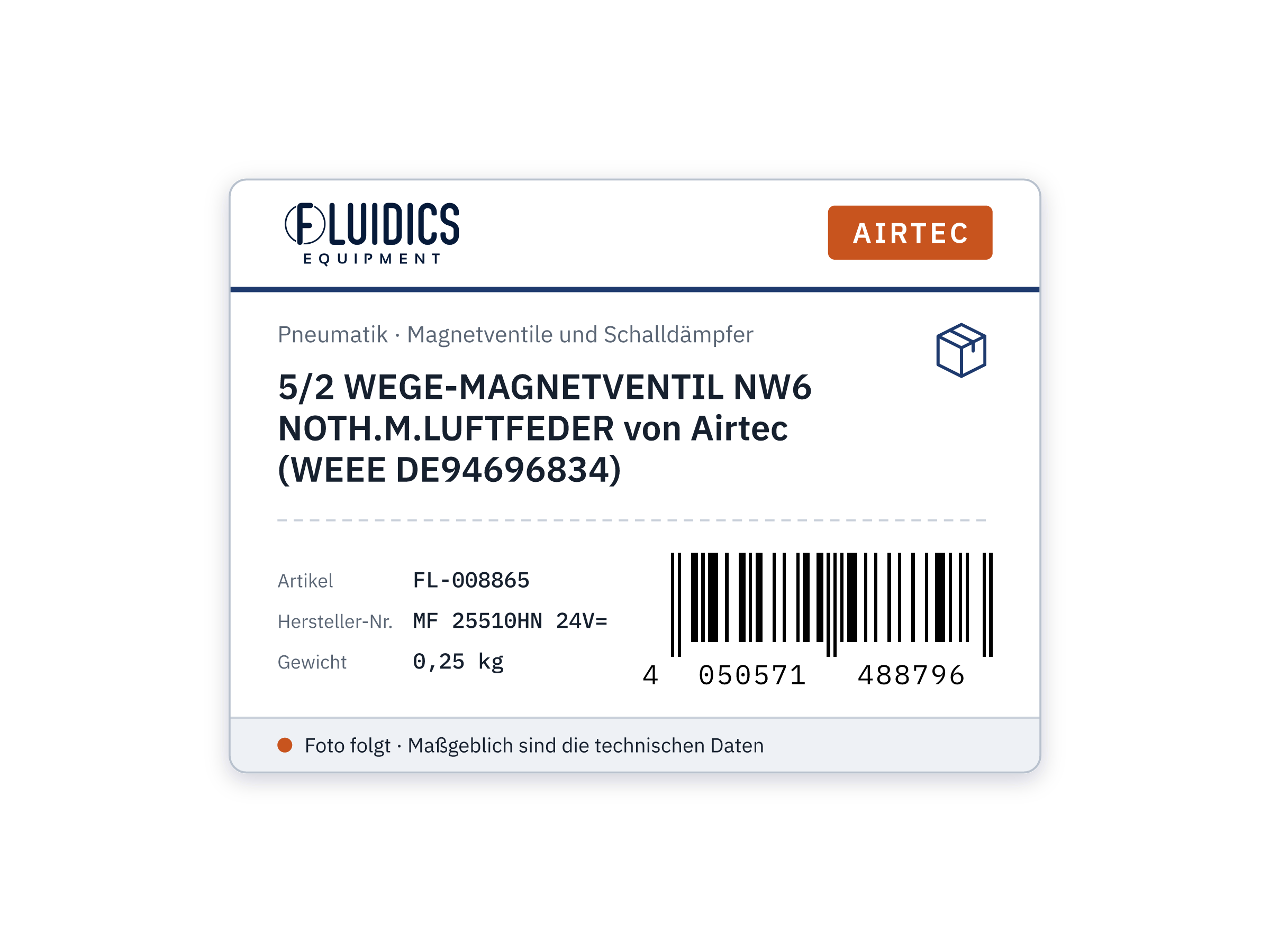 5/2 WEGE-MAGNETVENTIL NW6 NOTH.M.LUFTFEDER von Airtec (WEEE DE94696834)