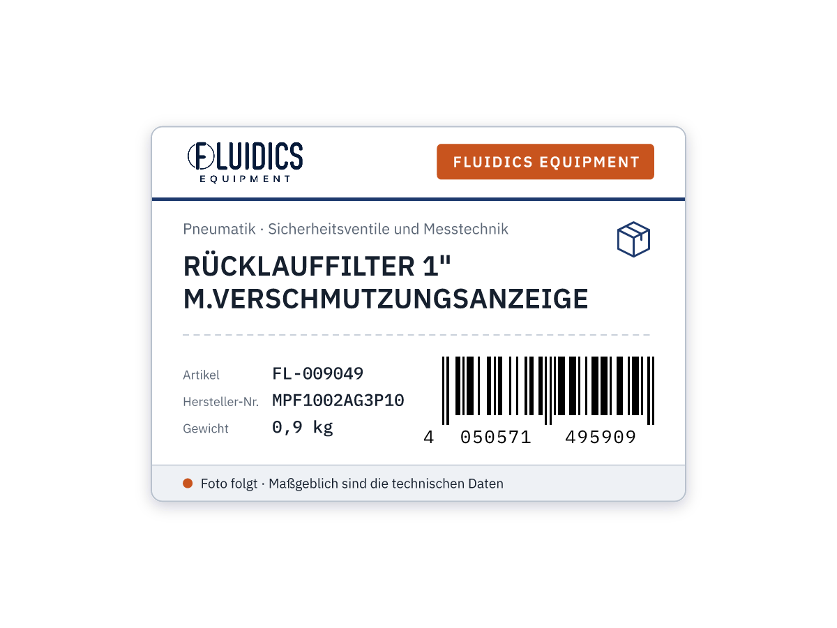 RÜCKLAUFFILTER 1" M.VERSCHMUTZUNGSANZEIGE