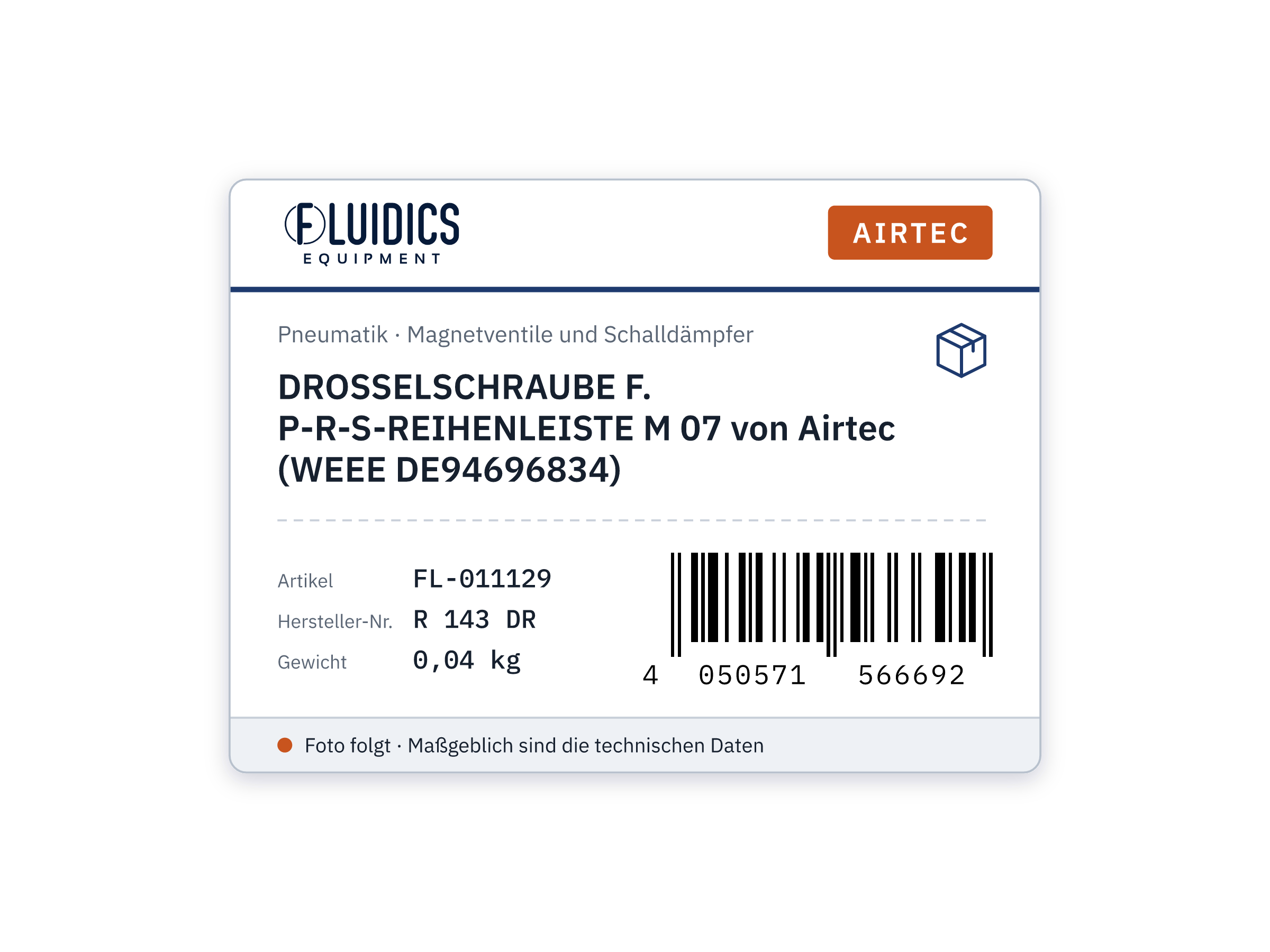 DROSSELSCHRAUBE F. P-R-S-REIHENLEISTE M 07 von Airtec (WEEE DE94696834)