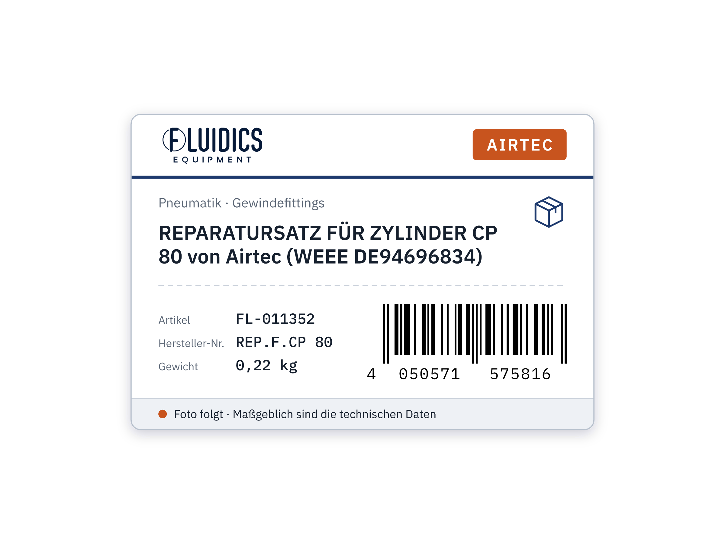REPARATURSATZ FÜR ZYLINDER CP 80 von Airtec (WEEE DE94696834)