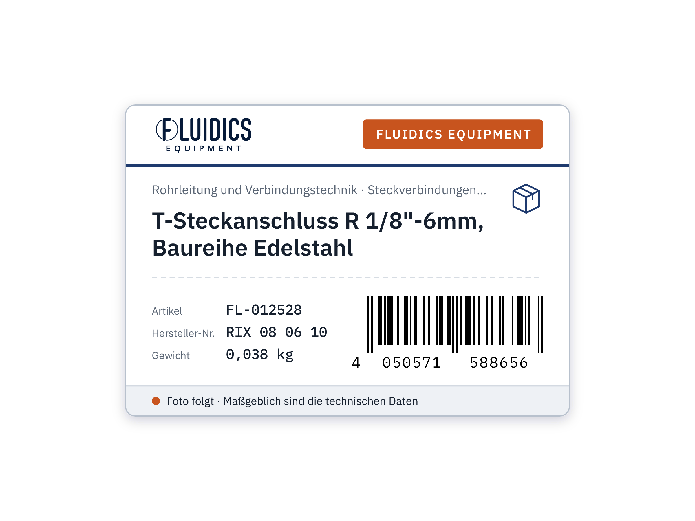 T-Steckanschluss R 1/8"-6mm, Baureihe Edelstahl