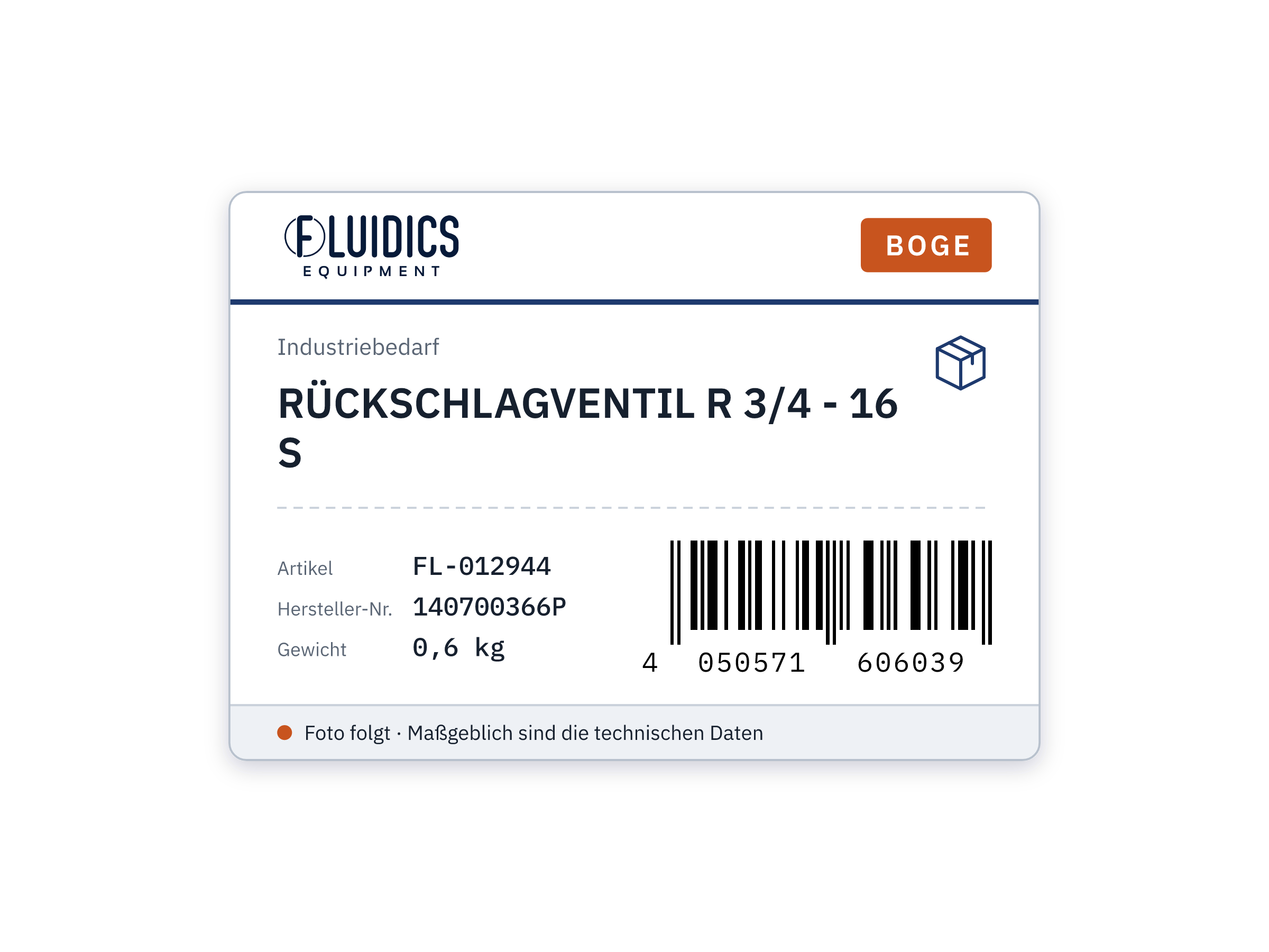 BOGE RÜCKSCHLAGVENTIL R 3/4 - 16 S von Boge
