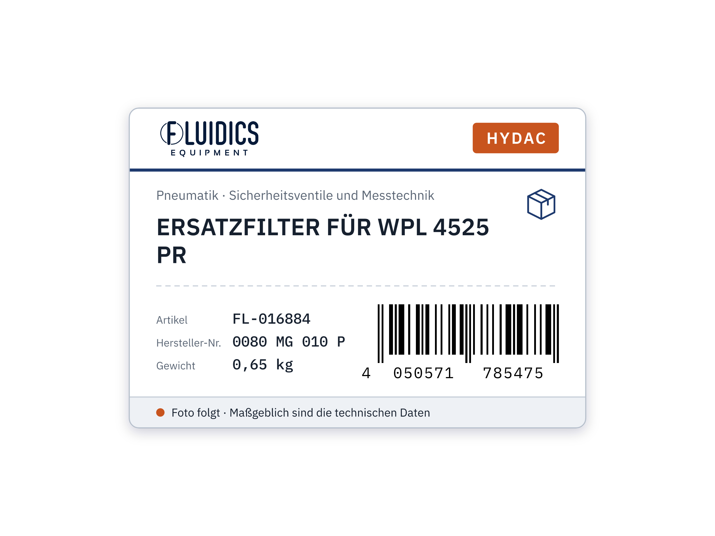 ERSATZFILTER FÜR WPL 4525 PR von Hydac