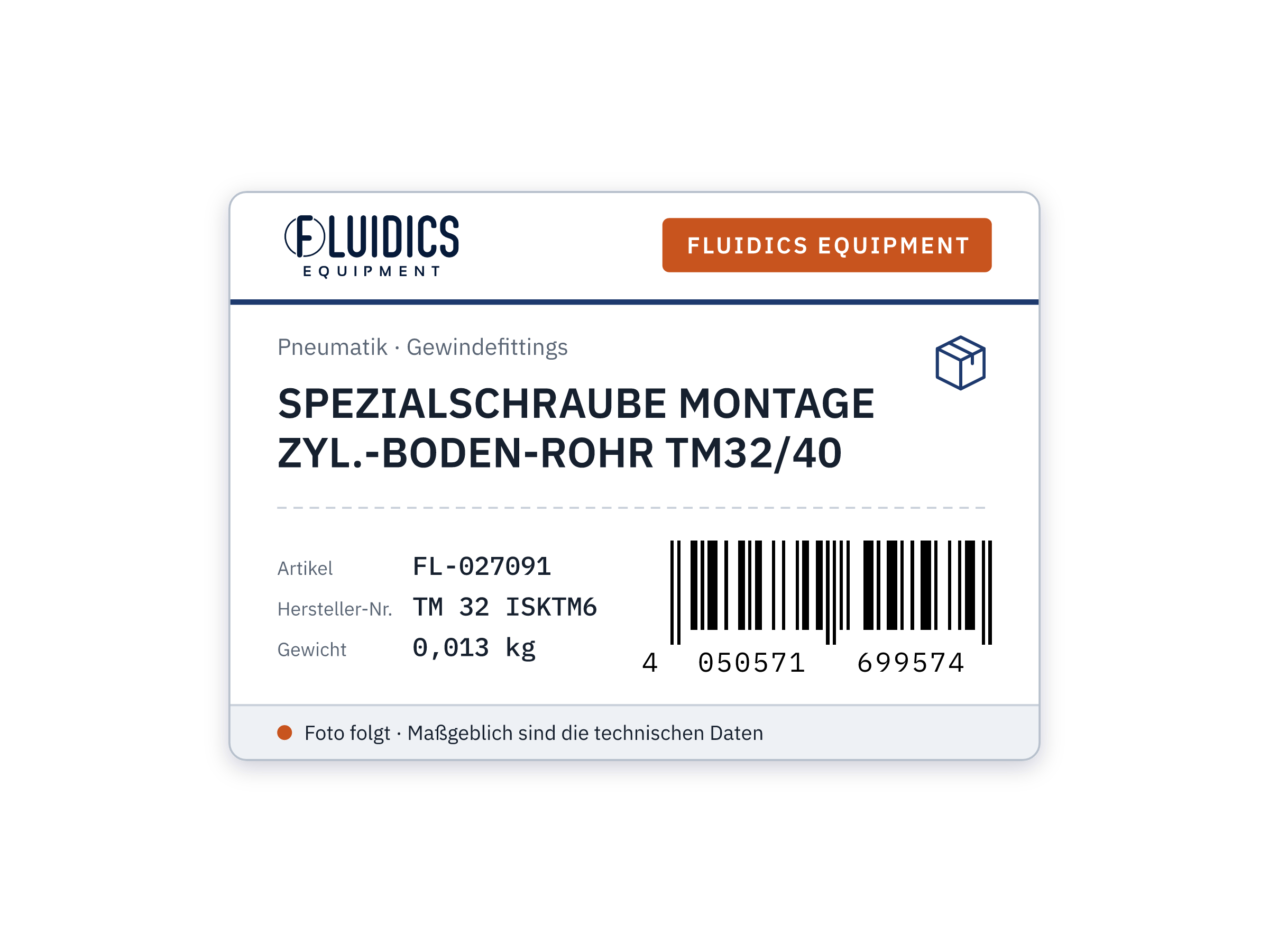 SPEZIALSCHRAUBE MONTAGE ZYL.-BODEN-ROHR TM32/40