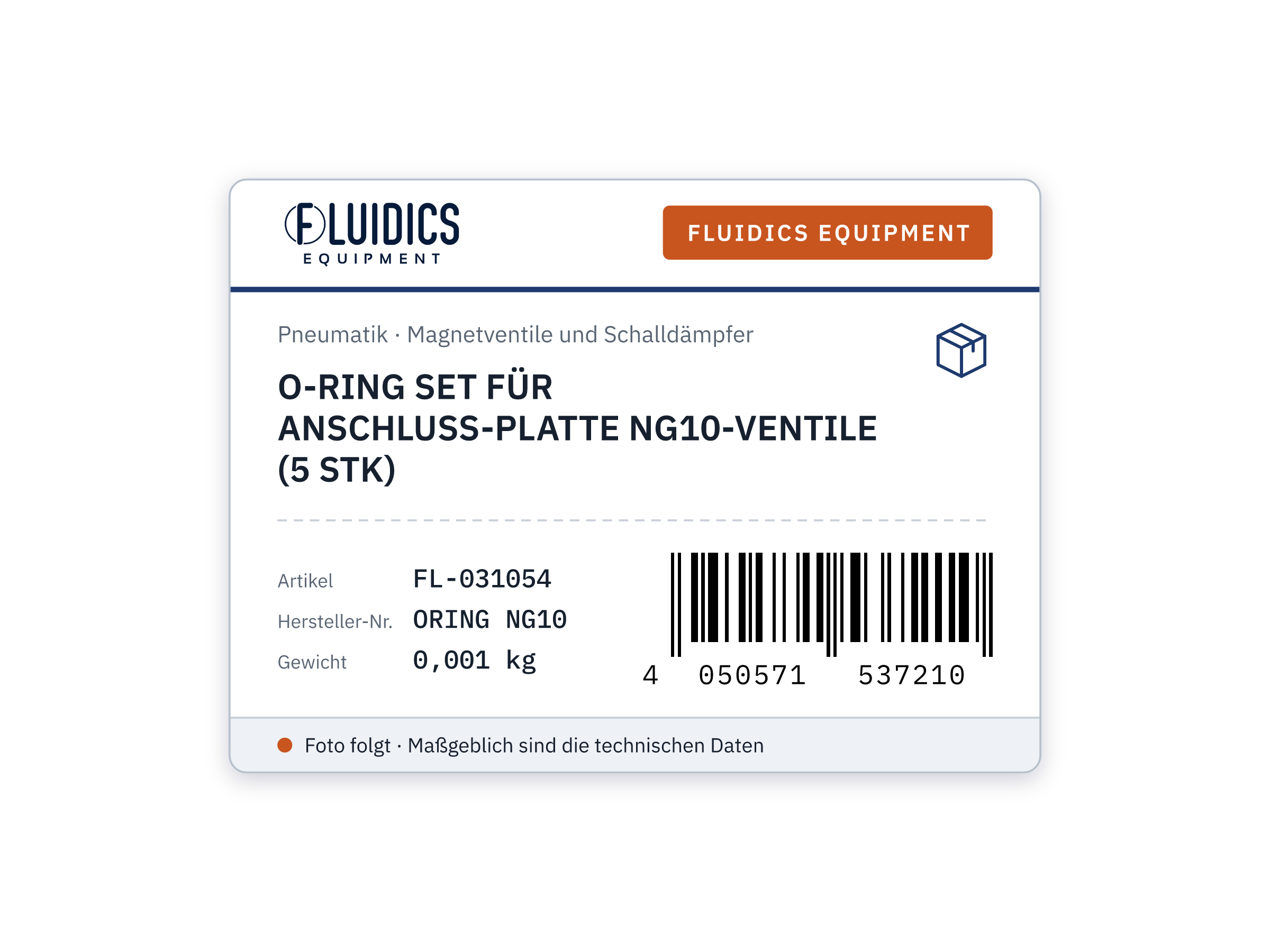 O-RING SET FÜR ANSCHLUSS-PLATTE NG10-VENTILE (5 STK)