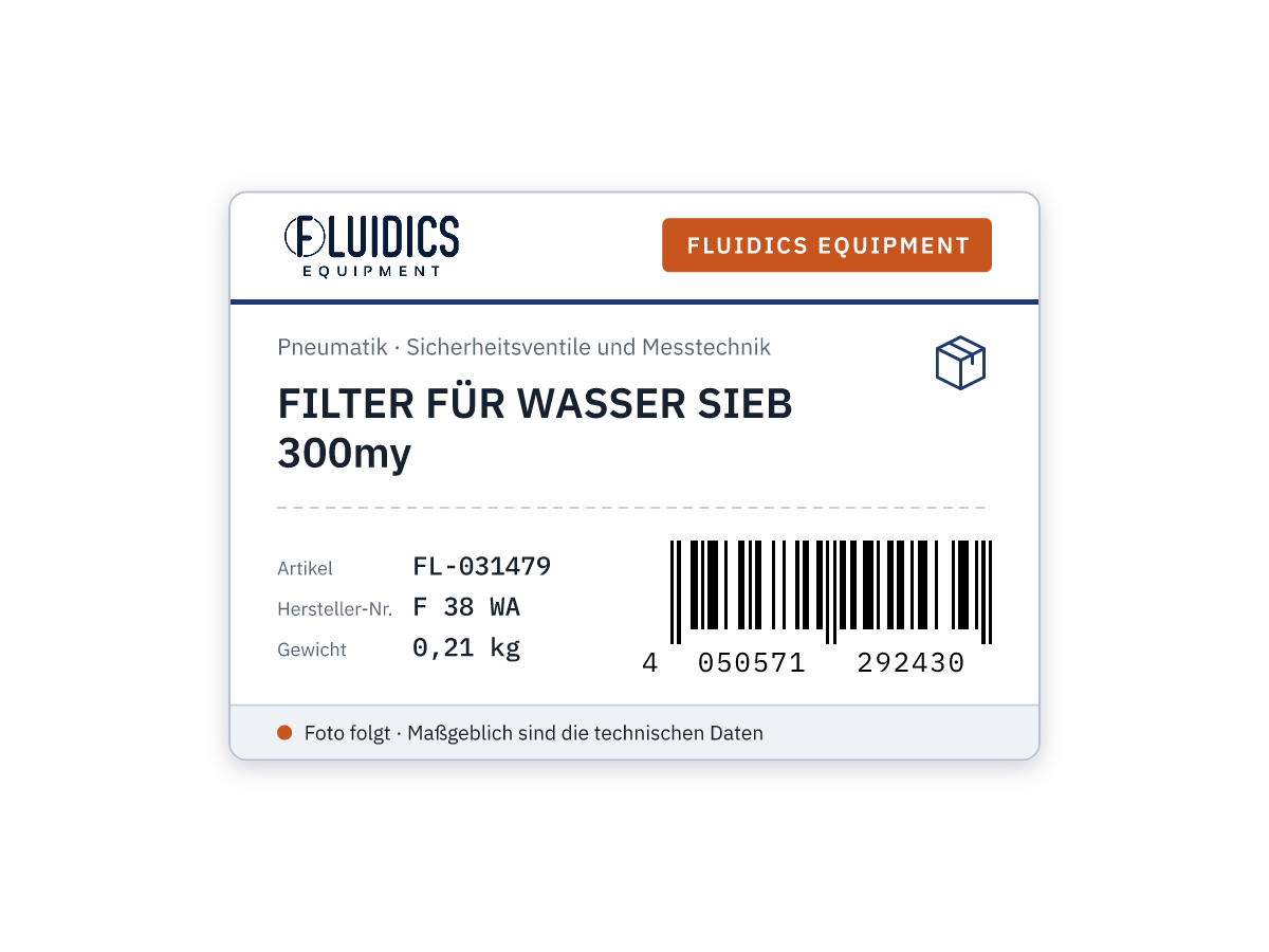 FILTER FÜR WASSER SIEB 300my