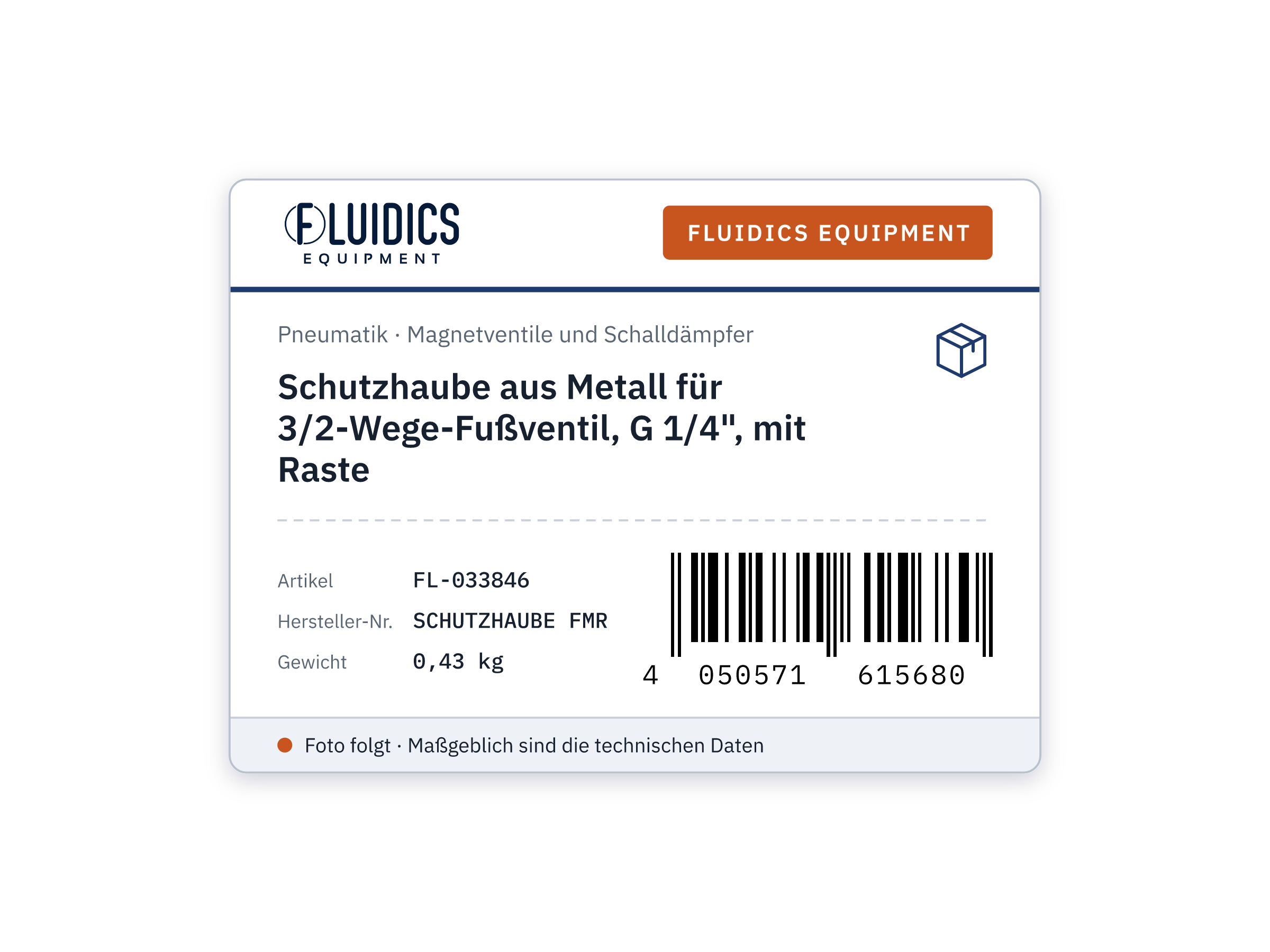 Metal protective cover for 3/2-way foot valve, G 1/4", with detent