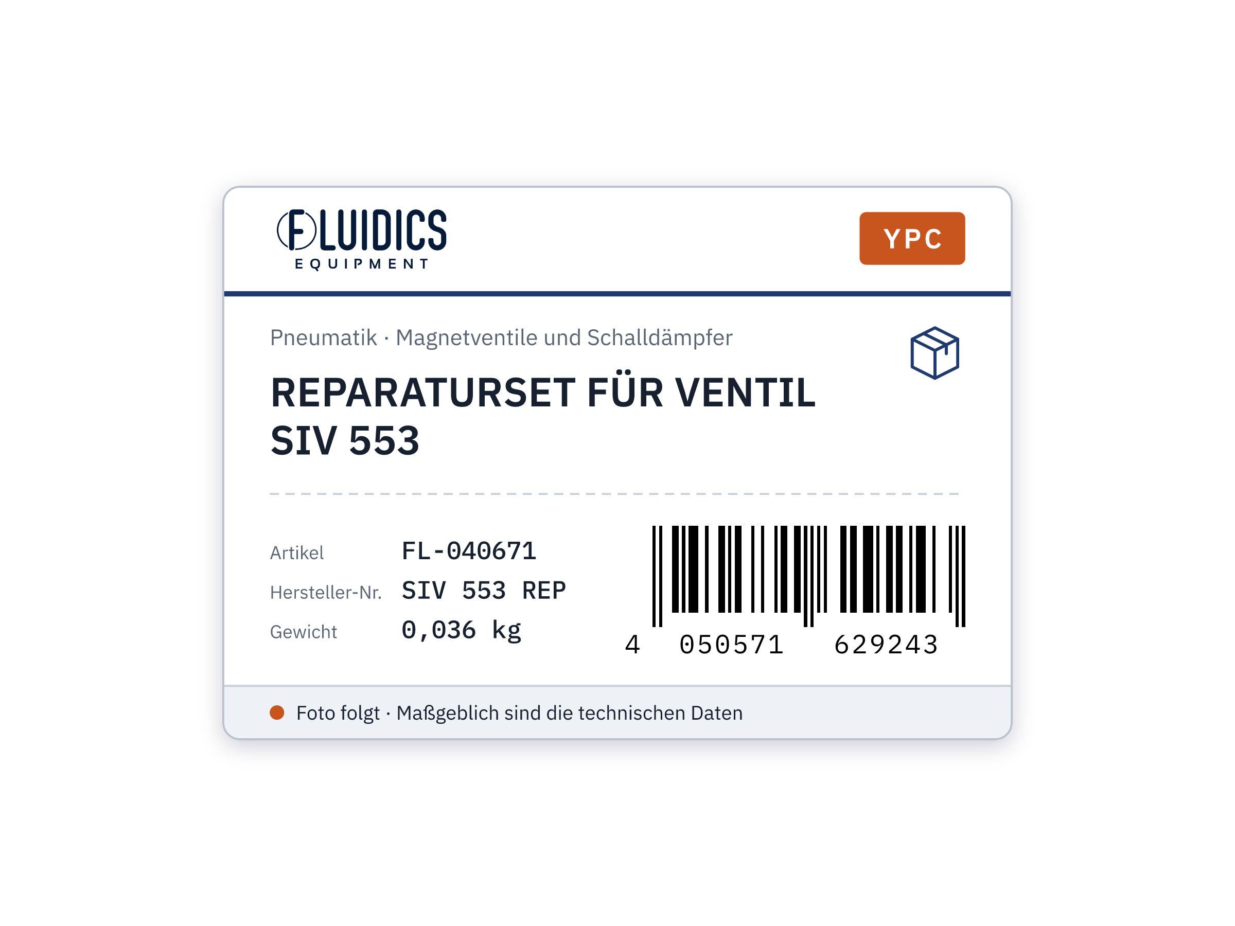 REPARATURSET FÜR VENTIL SIV 553 von YPC