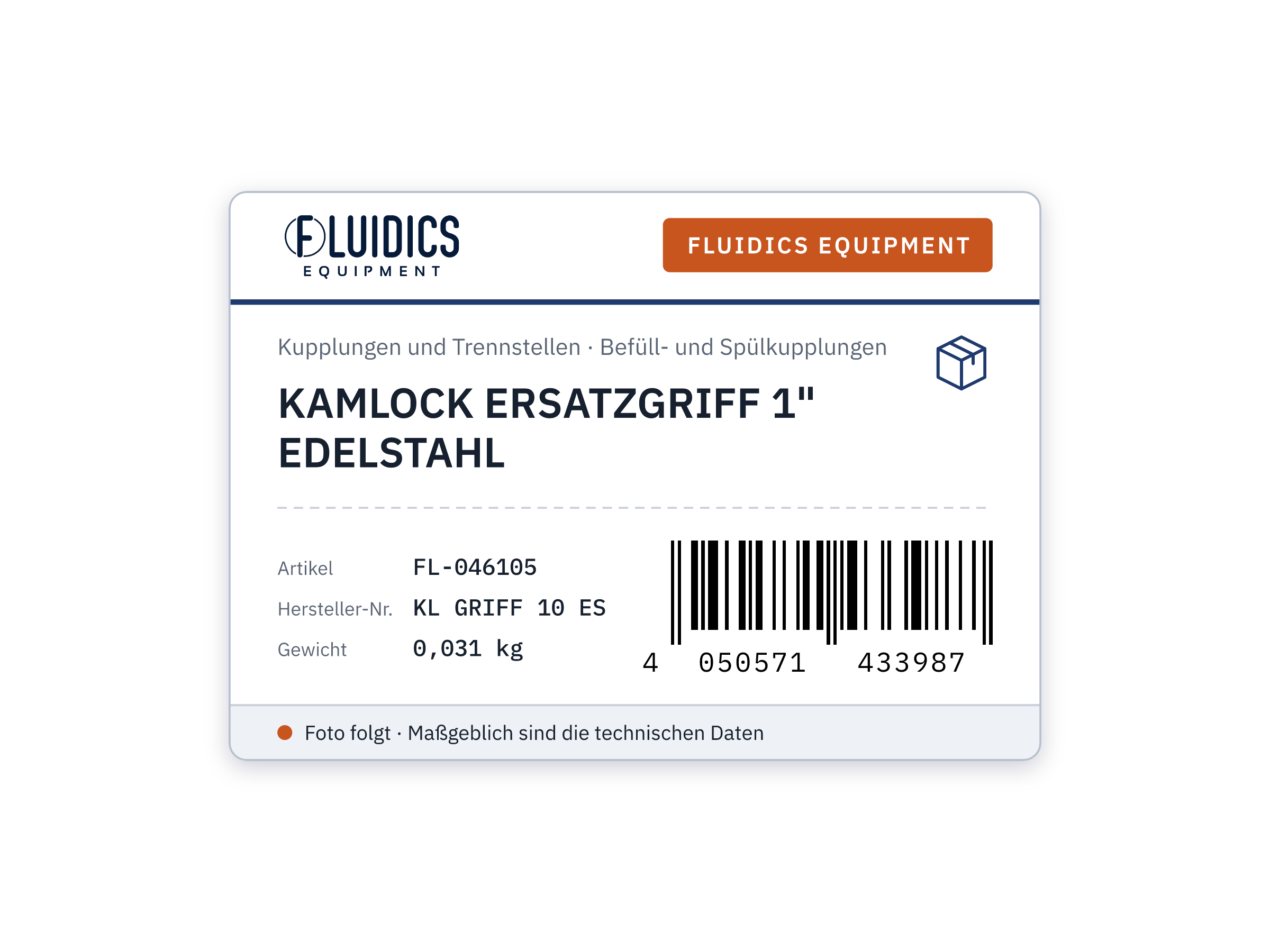 KAMLOCK ERSATZGRIFF 1" EDELSTAHL