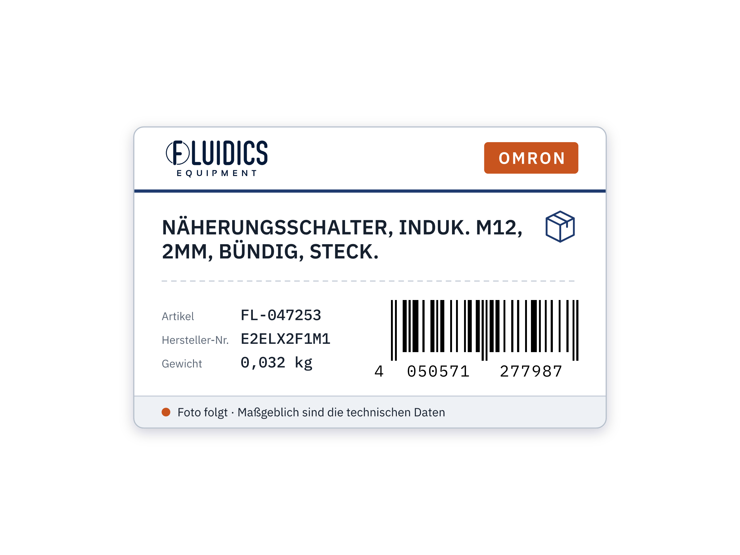 NÄHERUNGSSCHALTER, INDUK. M12, 2MM, BÜNDIG, STECK. von Omron
