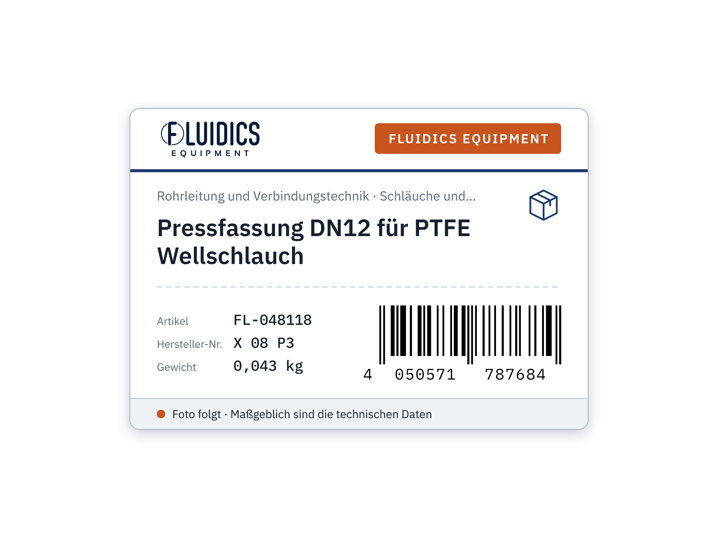 Pressfassung DN12 für PTFE Wellschlauch