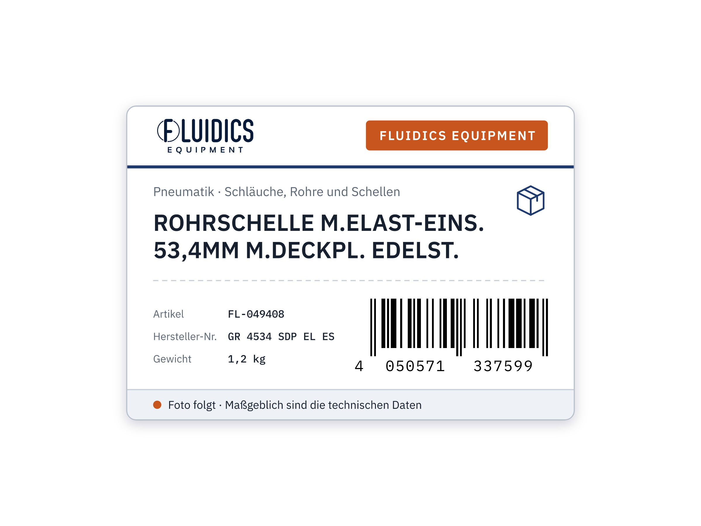 ROHRSCHELLE M.ELAST-EINS. 53,4MM M.DECKPL. EDELST.