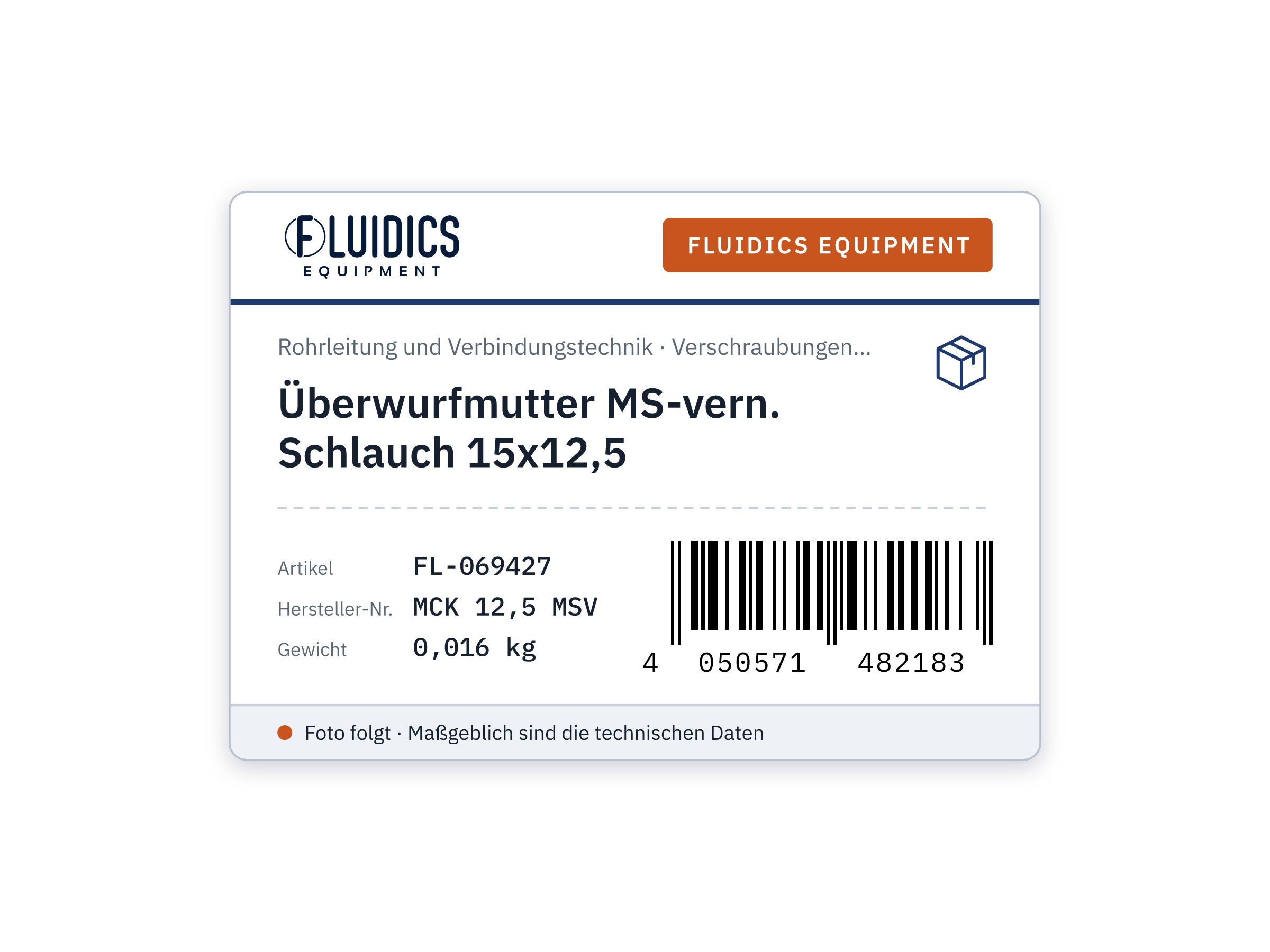 Überwurfmutter MS-vern. Schlauch 15x12,5