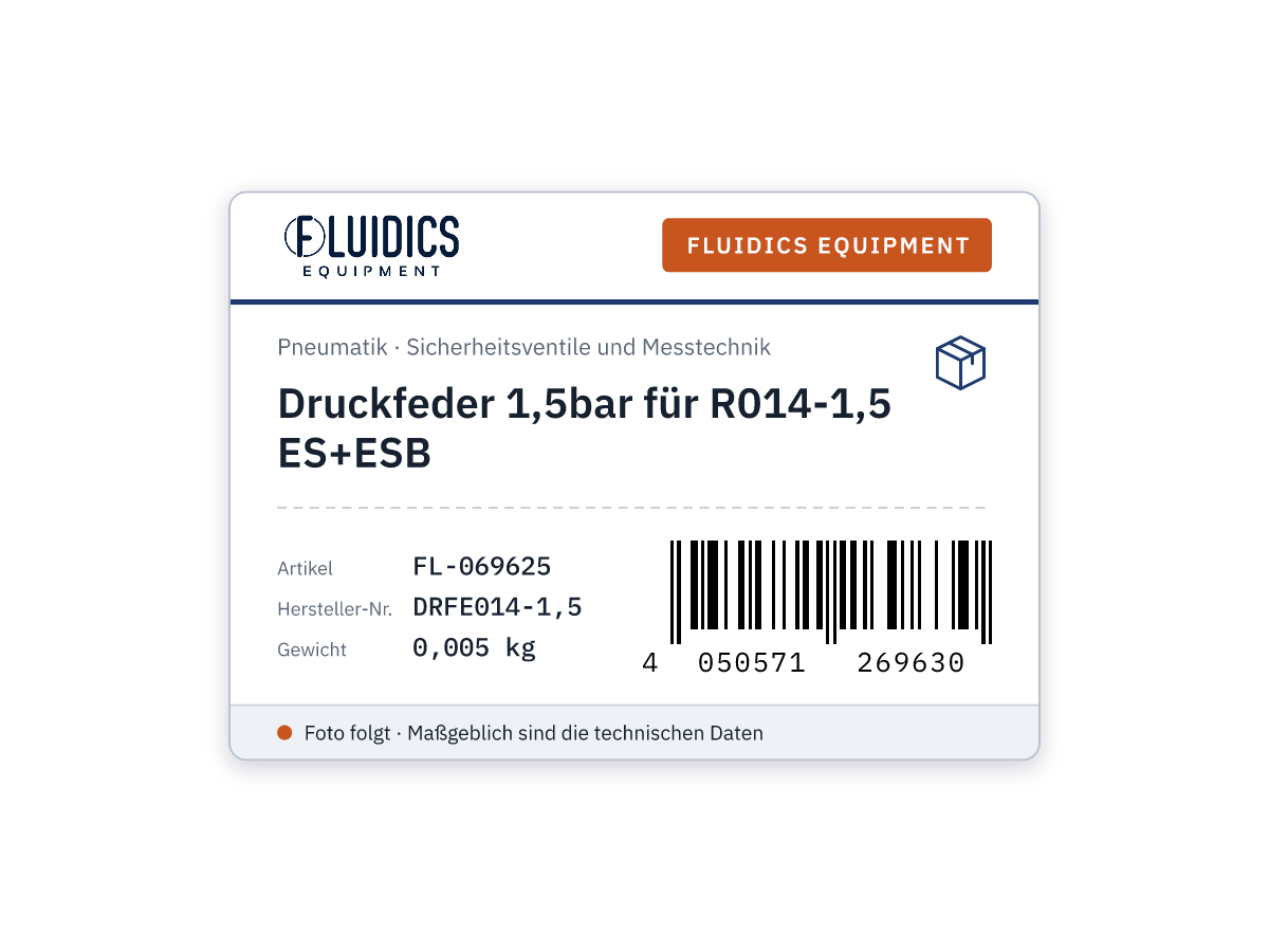 Druckfeder 1,5bar für R014-1,5 ES+ESB