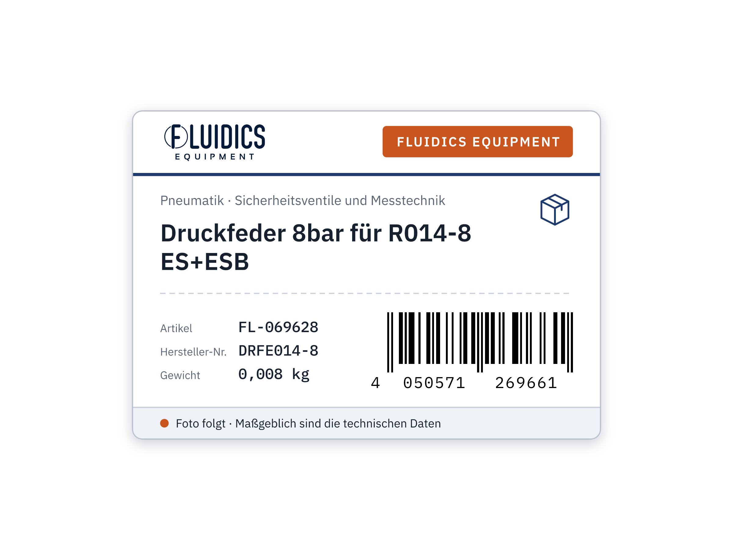 Druckfeder 8bar für R014-8 ES+ESB