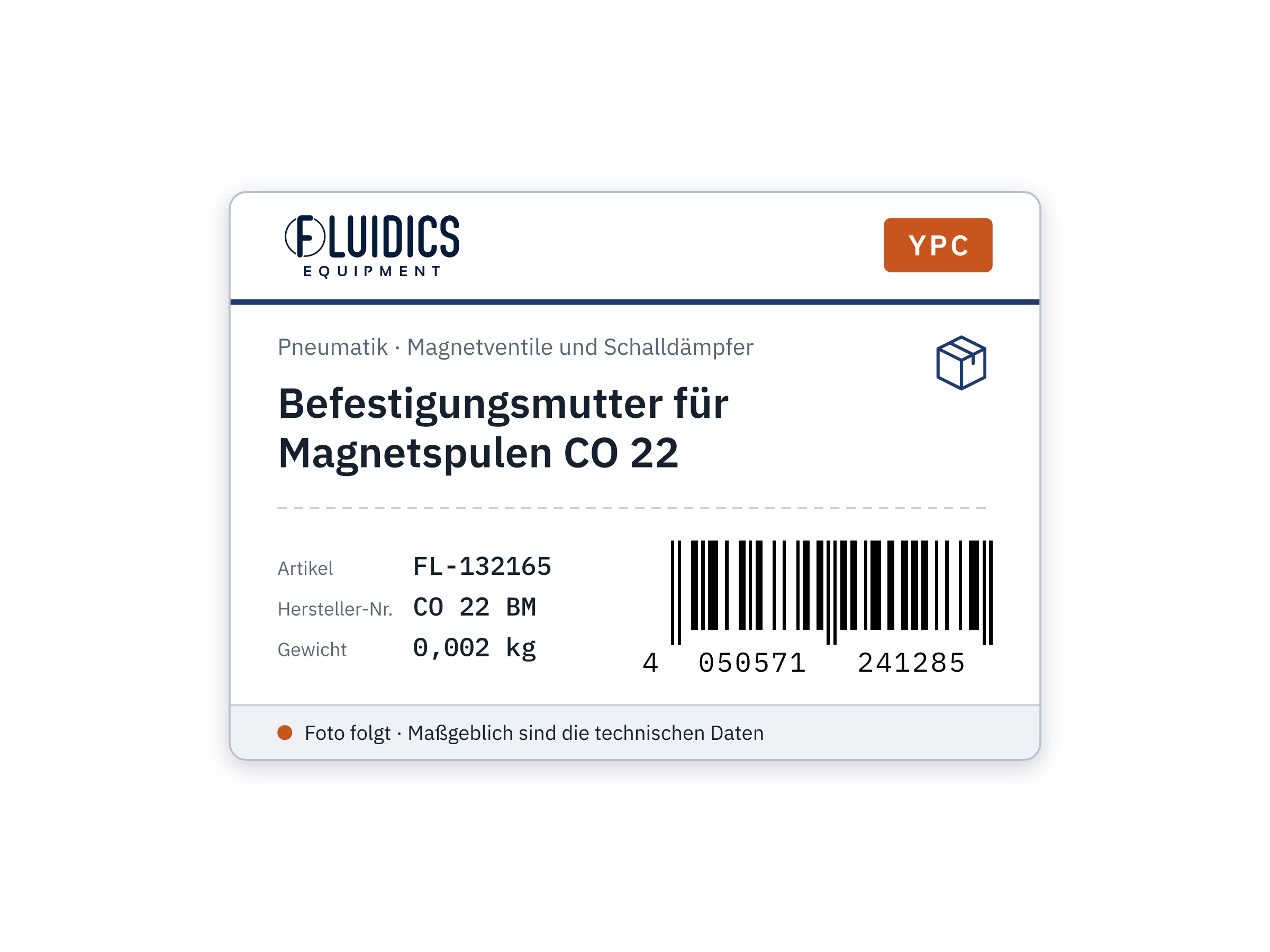 Befestigungsmutter für Magnetspulen CO 22 von YPC