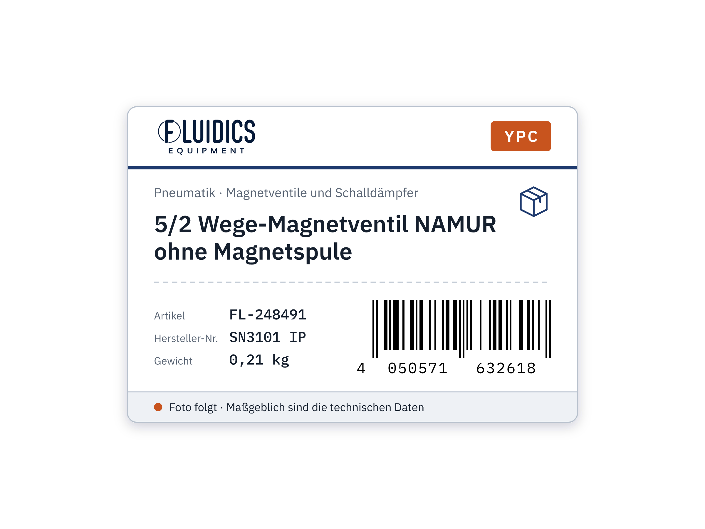 5/2 Wege-Magnetventil NAMUR ohne Magnetspule von YPC