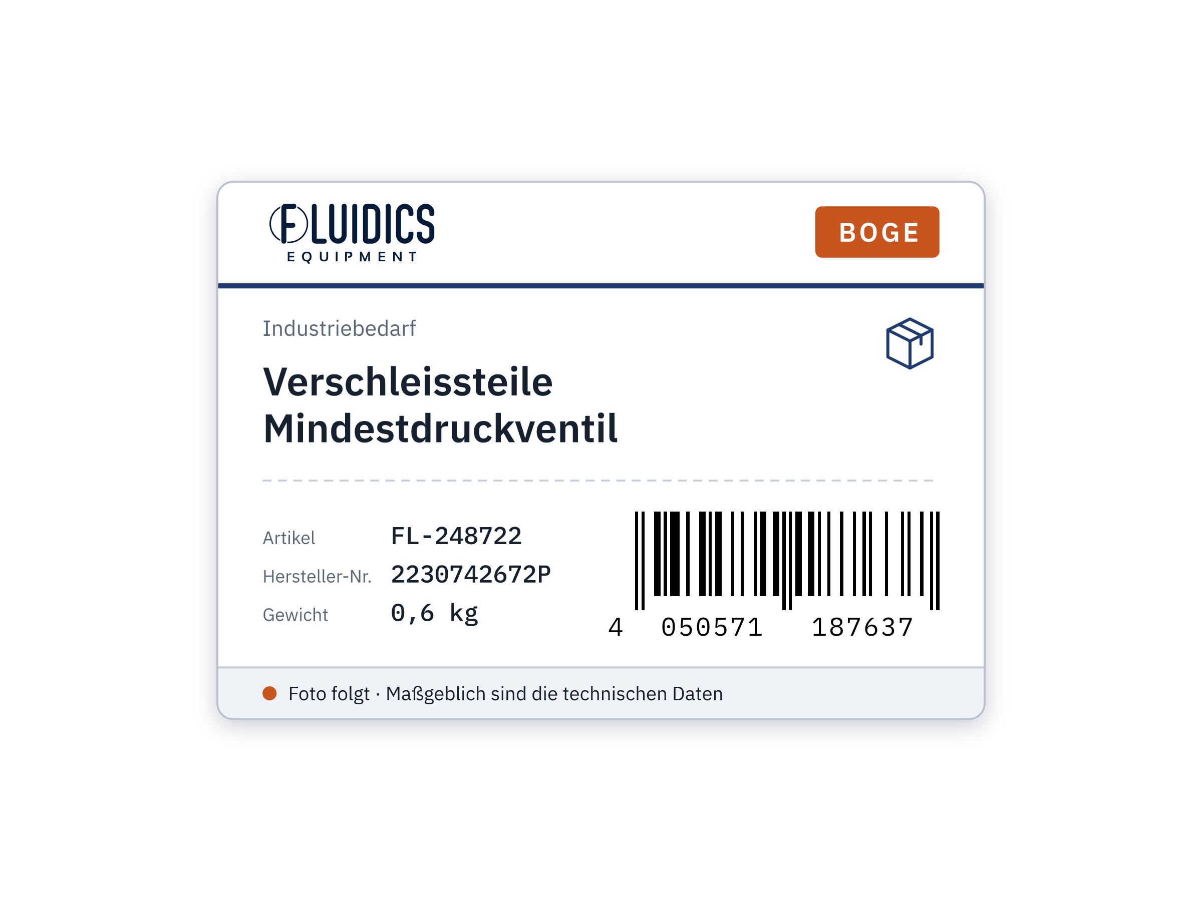 Verschleissteile Mindestdruckventil von Boge