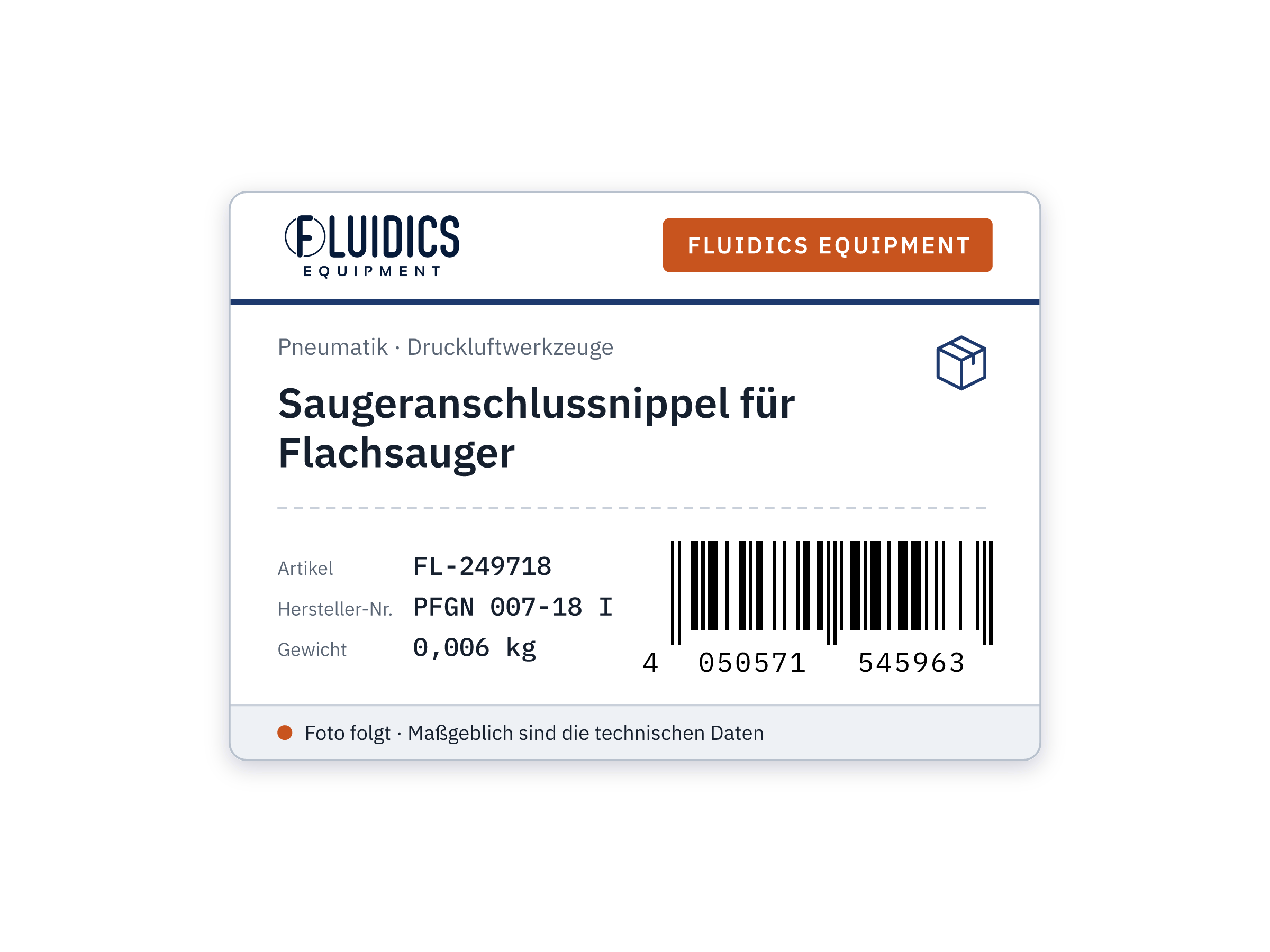 Saugeranschlussnippel für Flachsauger