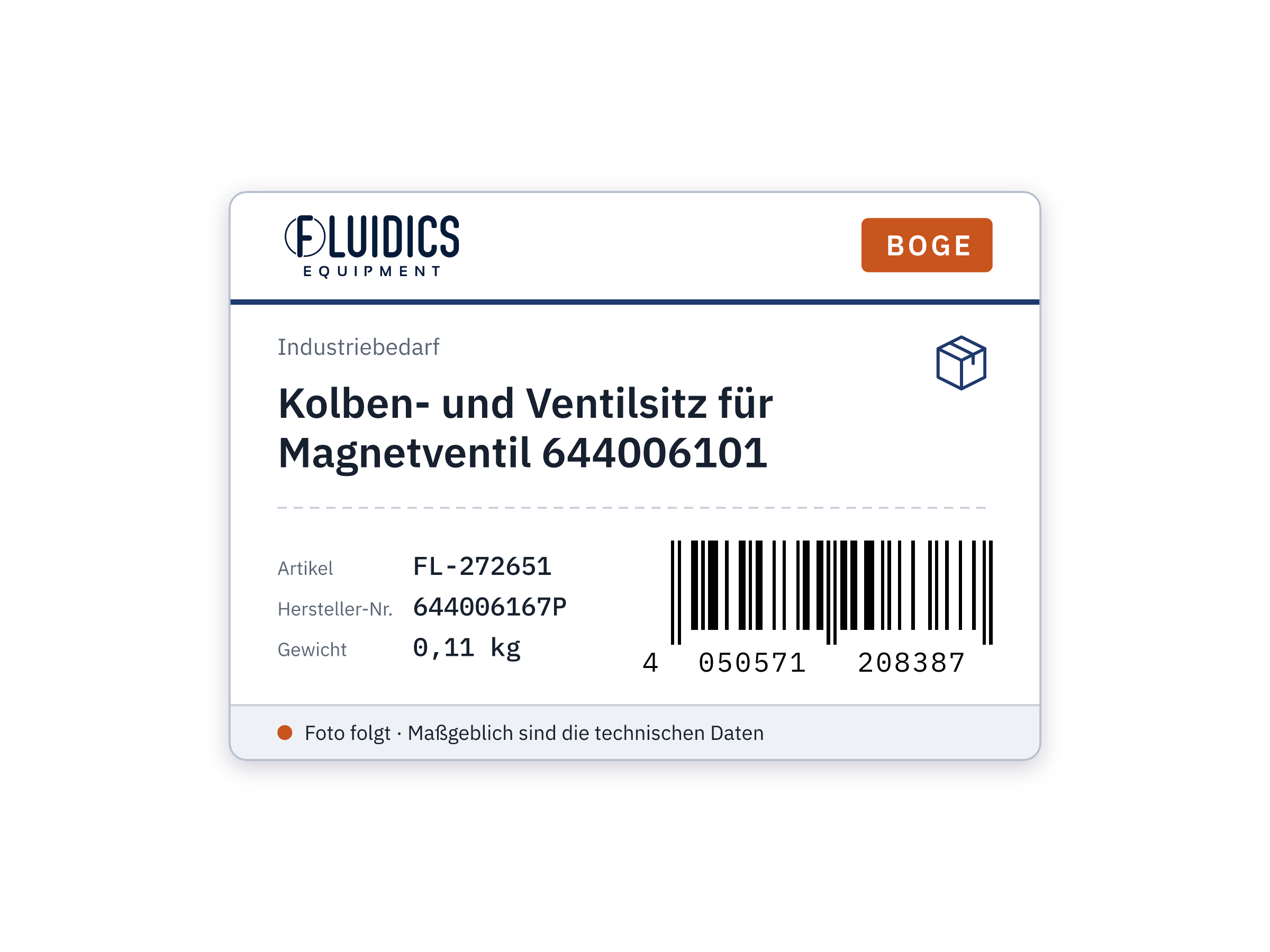 Kolben- und Ventilsitz für Magnetventil 644006101 von Boge