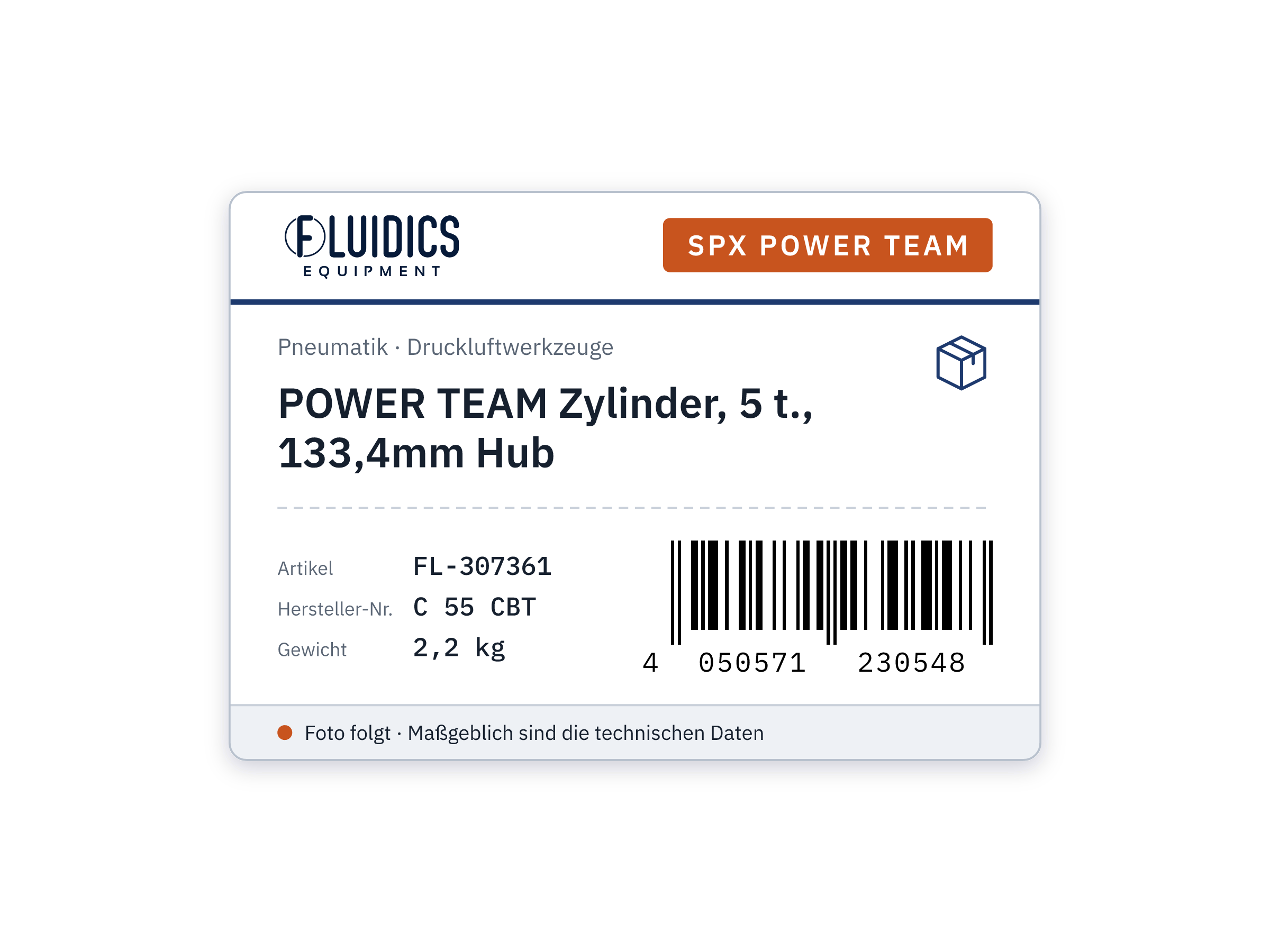 POWER TEAM Zylinder, 5 t., 133,4mm Hub von SPX Power Team