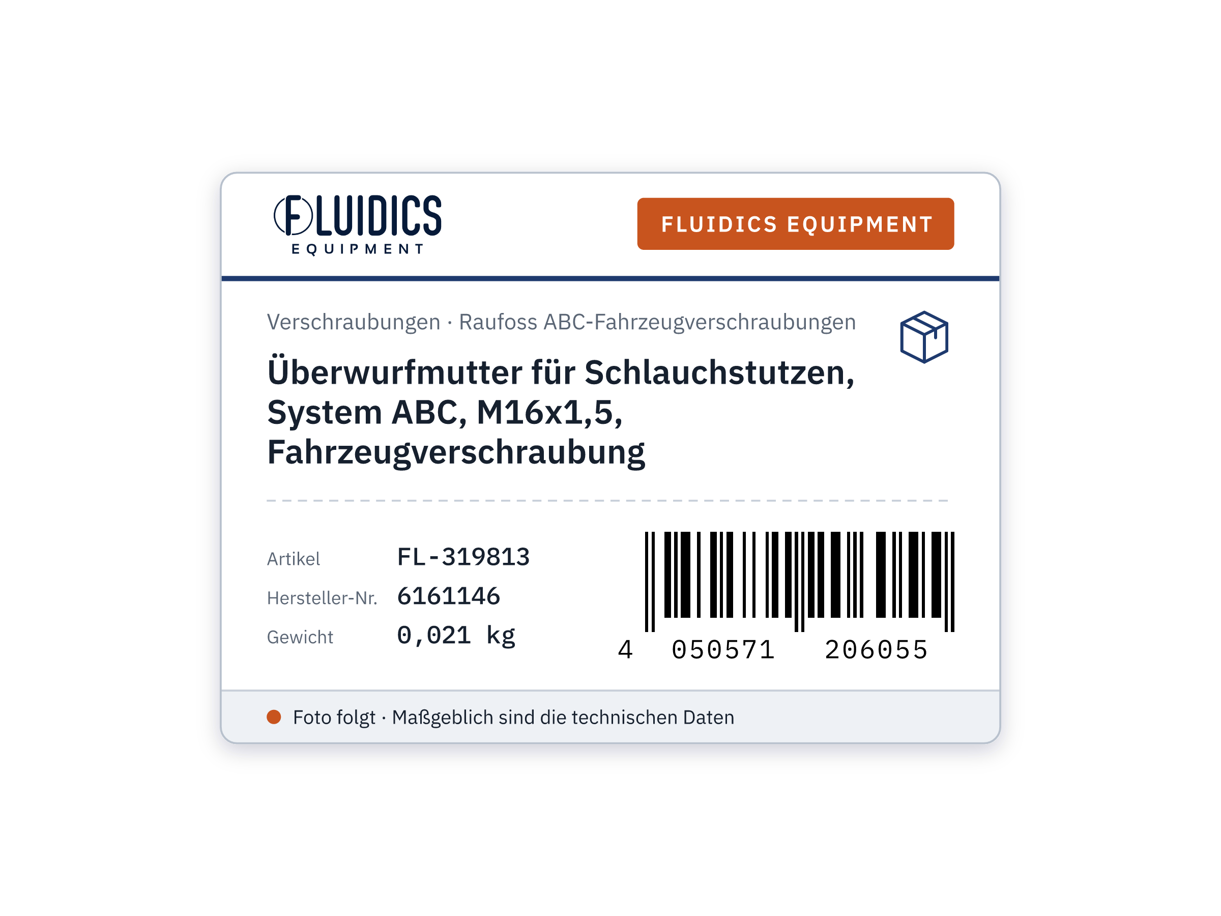 Überwurfmutter für Schlauchstutzen, System ABC, M16x1,5, Fahrzeugverschraubung