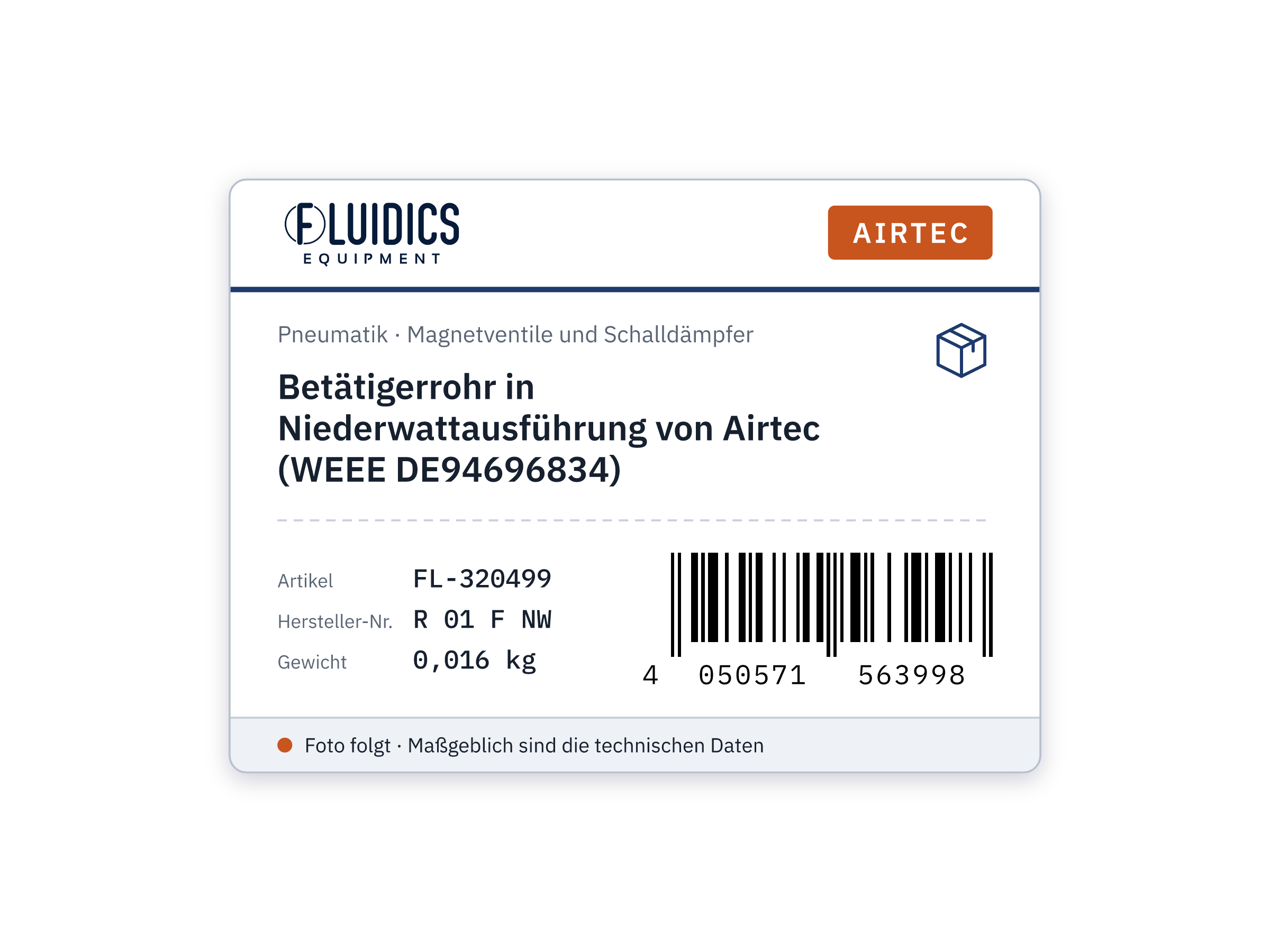 Betätigerrohr in Niederwattausführung von Airtec (WEEE DE94696834)