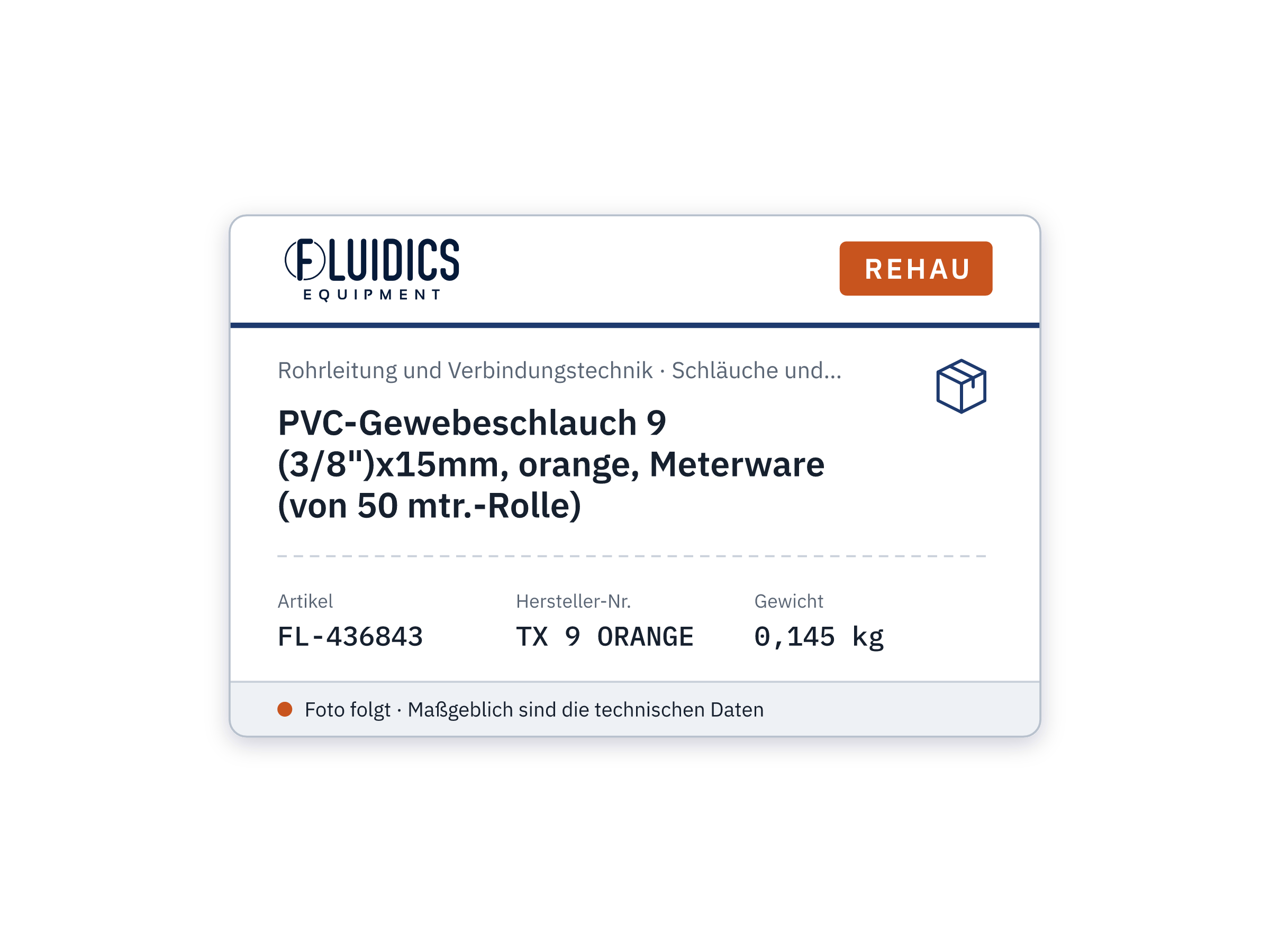 PVC-Gewebeschlauch 9 (3/8")x15mm, orange, Meterware (von 50 mtr.-Rolle) von Rehau