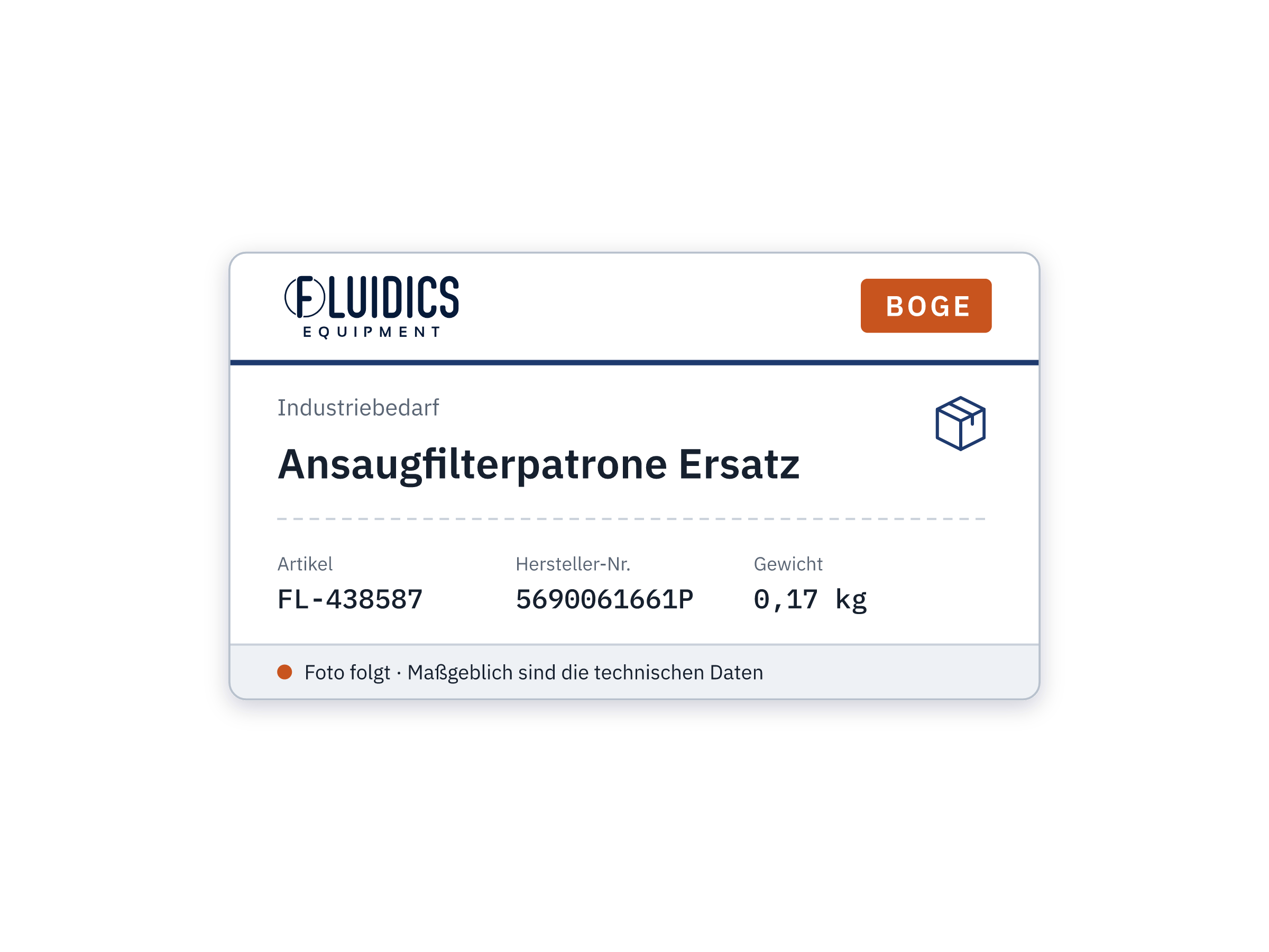Ansaugfilterpatrone Ersatz von Boge