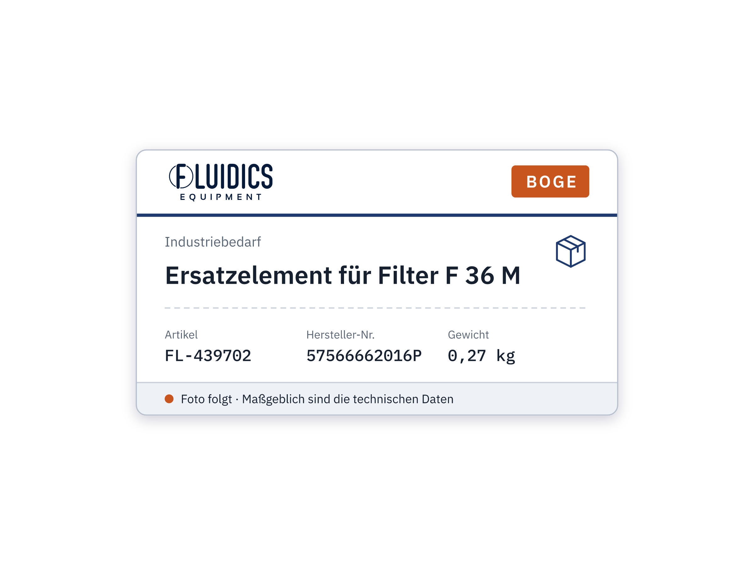 BOGE Ersatzelement für Filter F 36 M von Boge